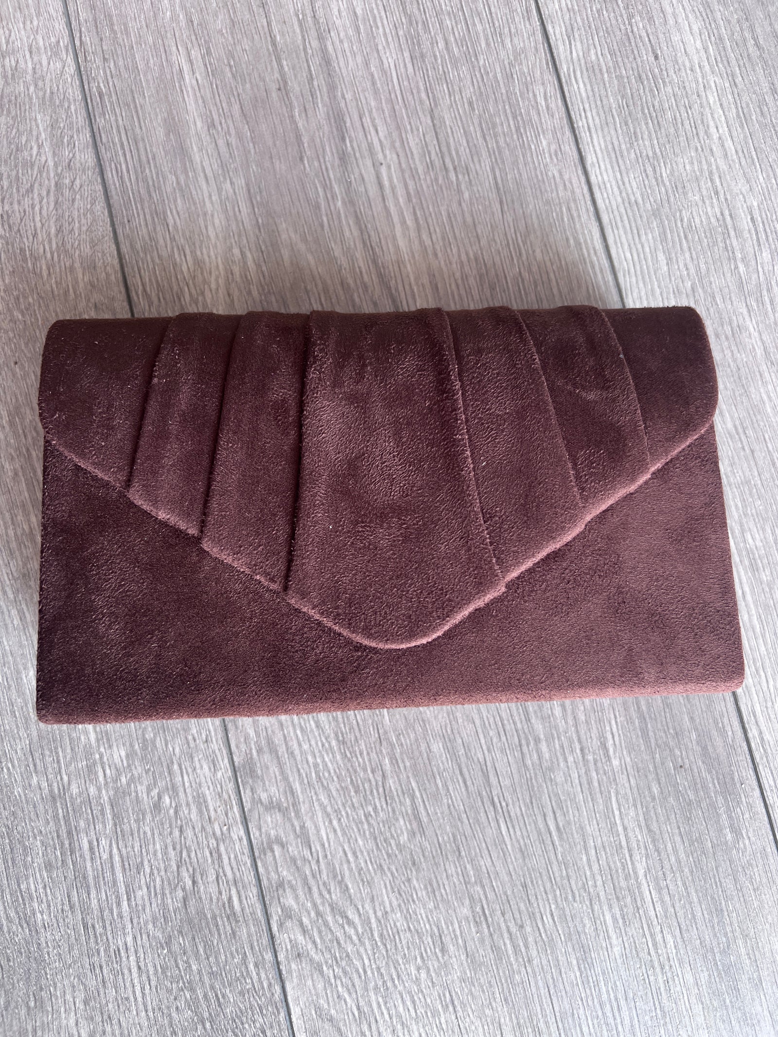 Brown Velvet Envelope Clutch Bag-Fascinators Direct