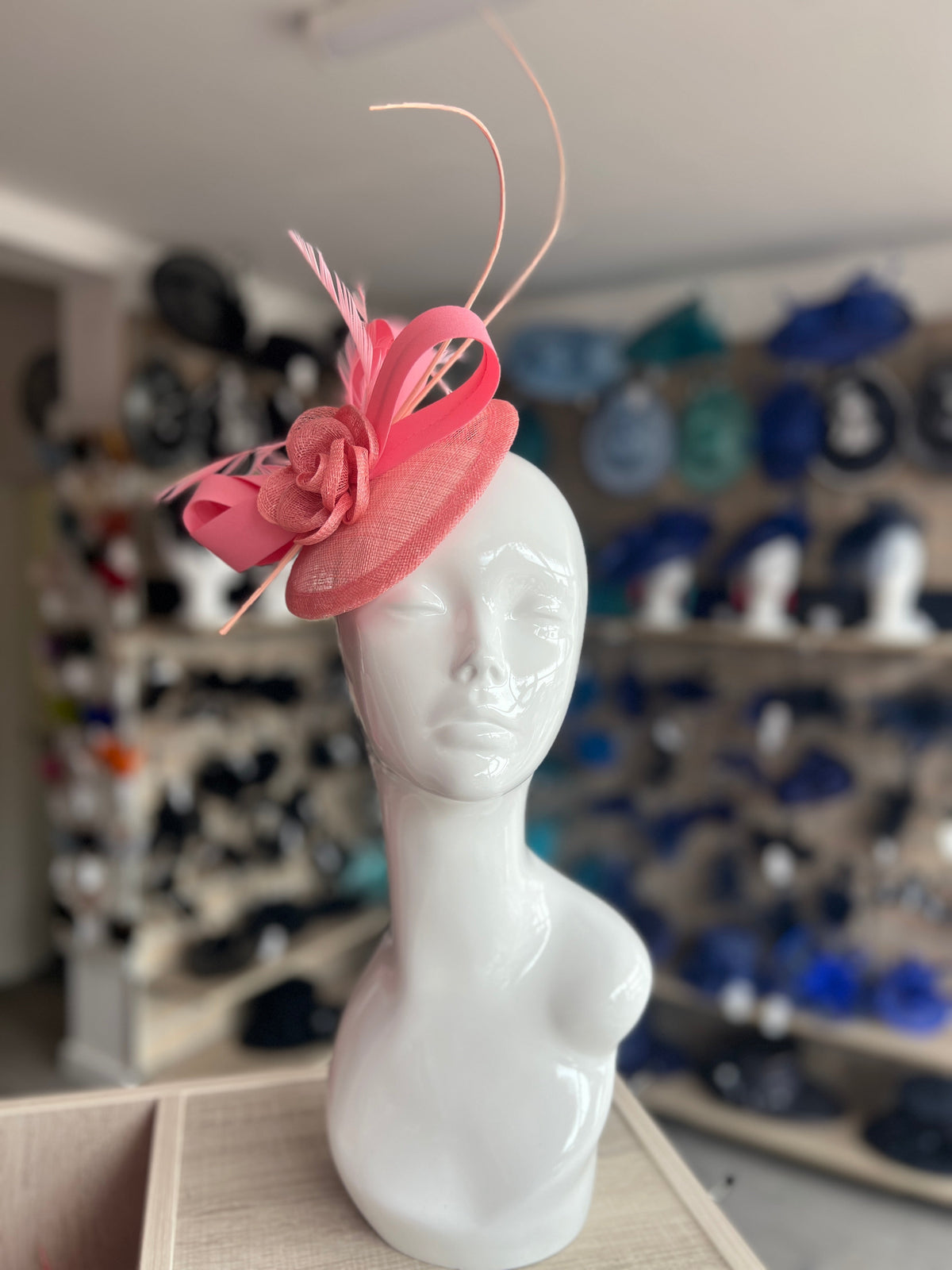 Bubblegum Pink Disc Fascinator with Ribbons, Quills &amp; Feathers-Fascinators Direct