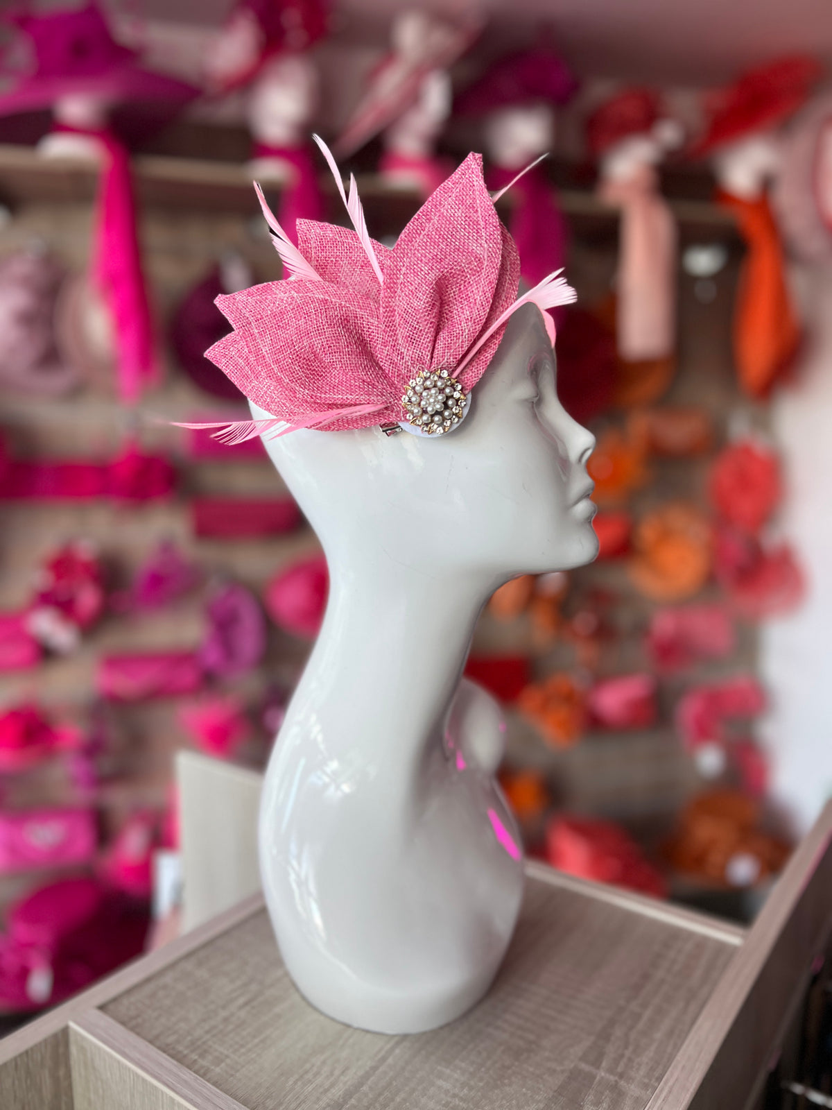 Bubblegum Pink Feather Petal Fan Hair Clip Fascinator-Fascinators Direct