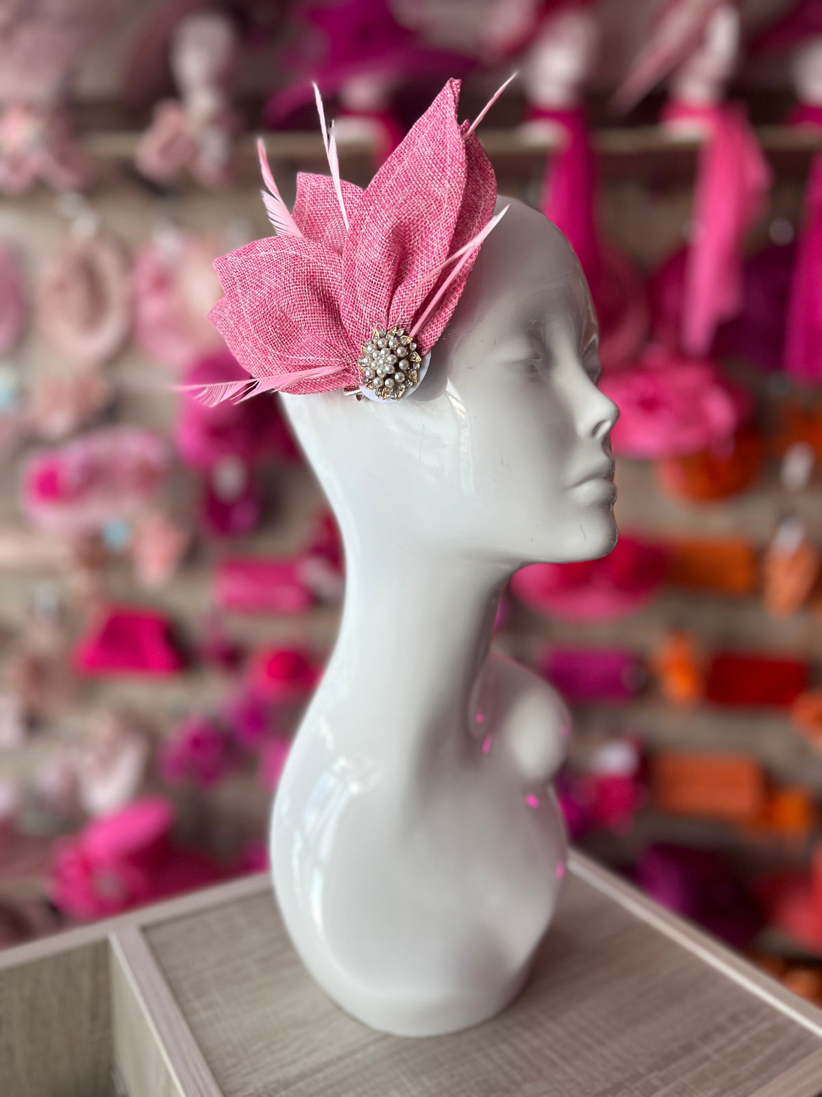 Bubblegum Pink Feather Petal Fan Hair Clip Fascinator-Fascinators Direct