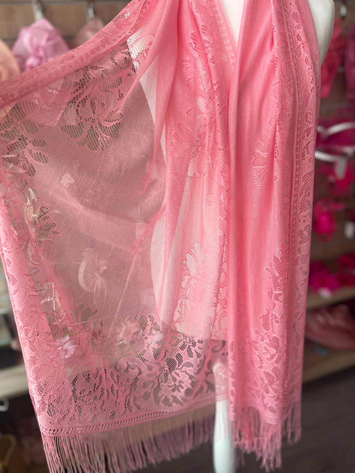 Bubblegum Pink Lace Shawl-Fascinators Direct