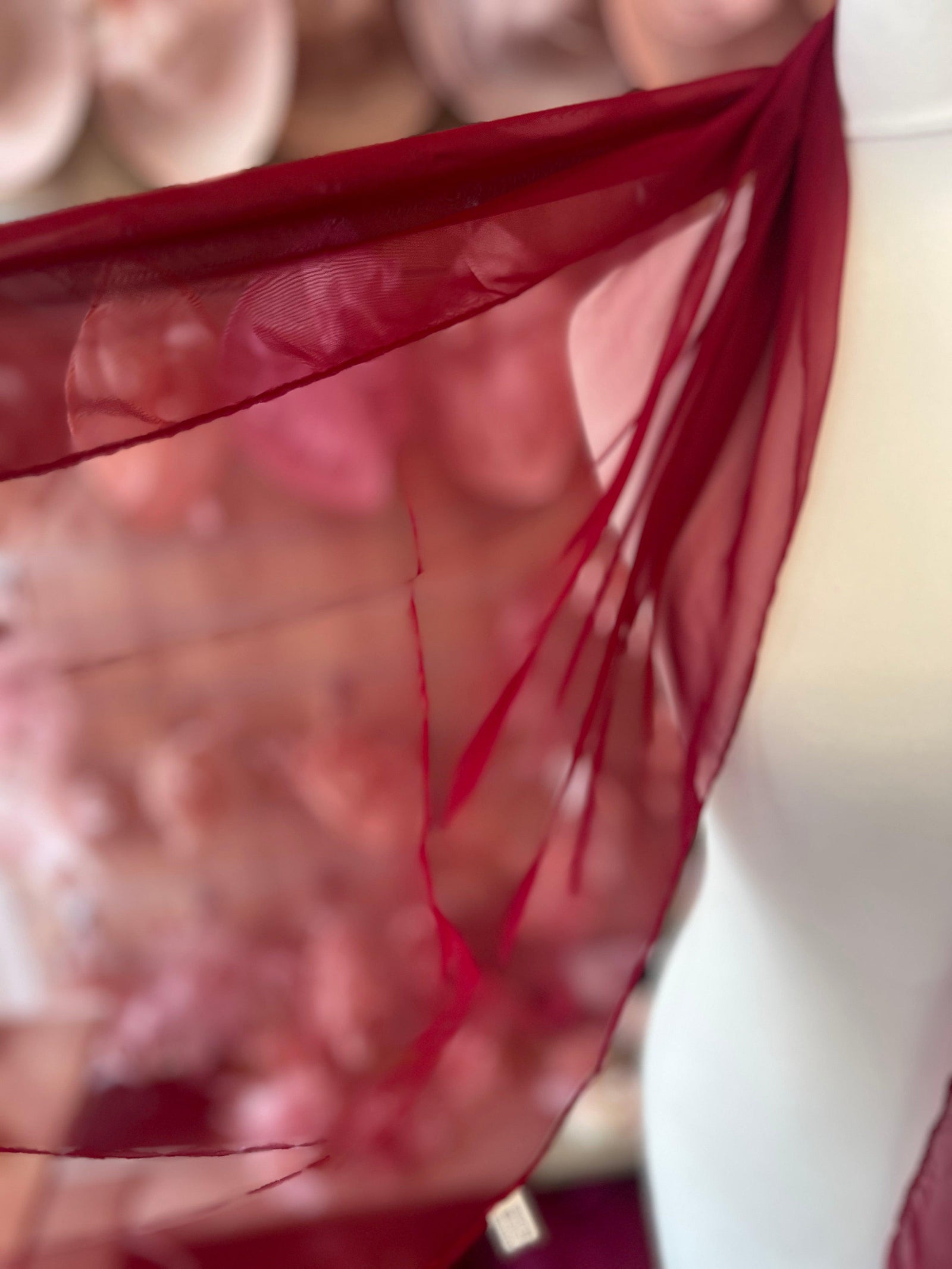 Burgundy Chiffon Scarf-Fascinators Direct