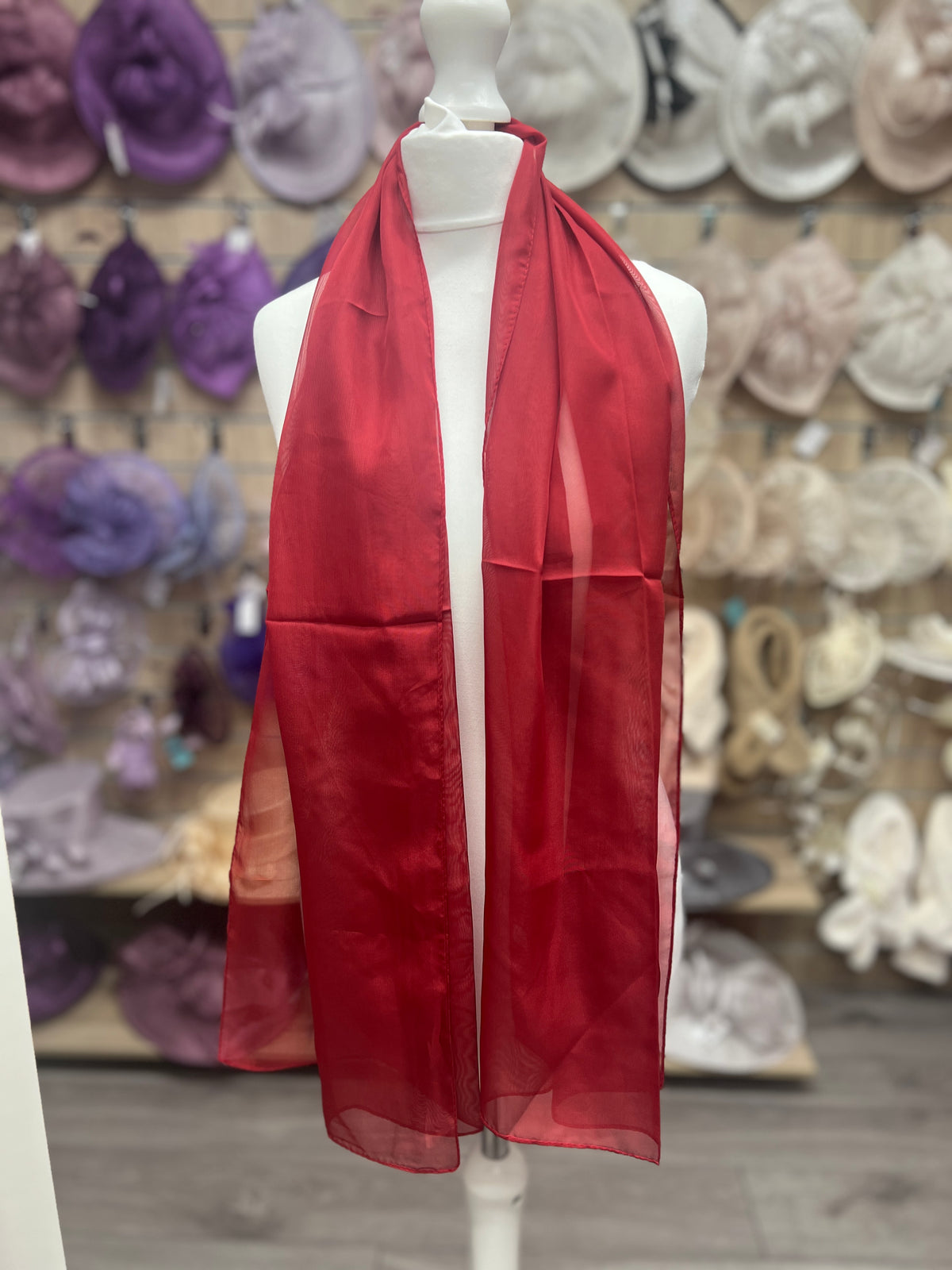 Burgundy Chiffon Scarf-Fascinators Direct