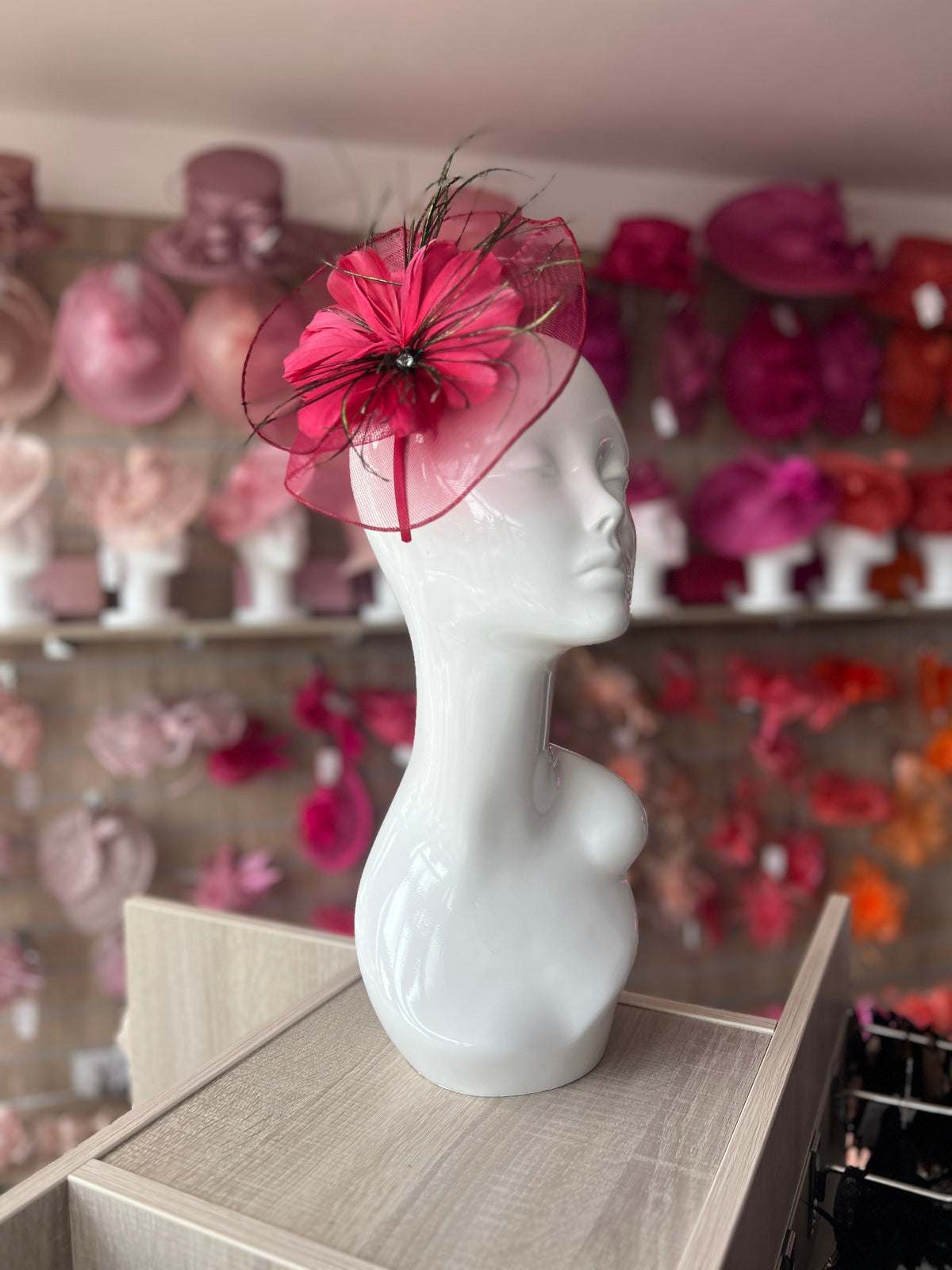 Burgundy Crinoline Flower Fascinator-Fascinators Direct