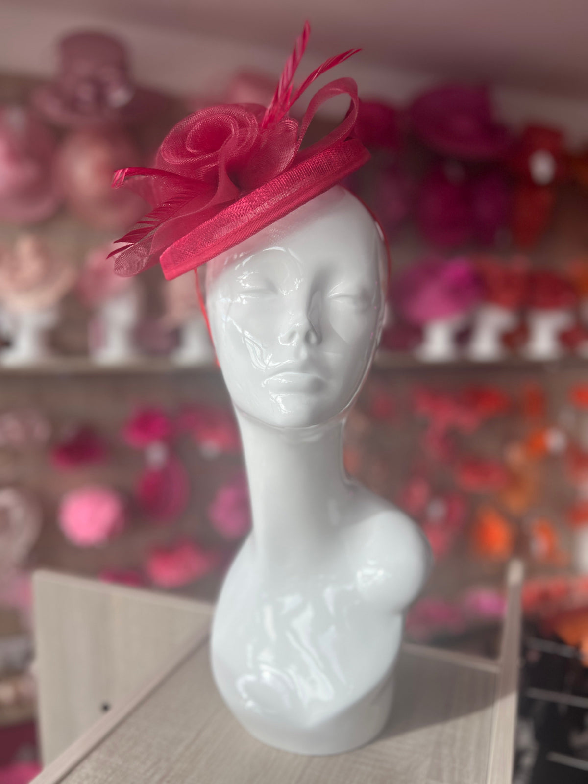 Burgundy Disc Fascinator With Floral Design &amp; Feathers-Fascinators Direct