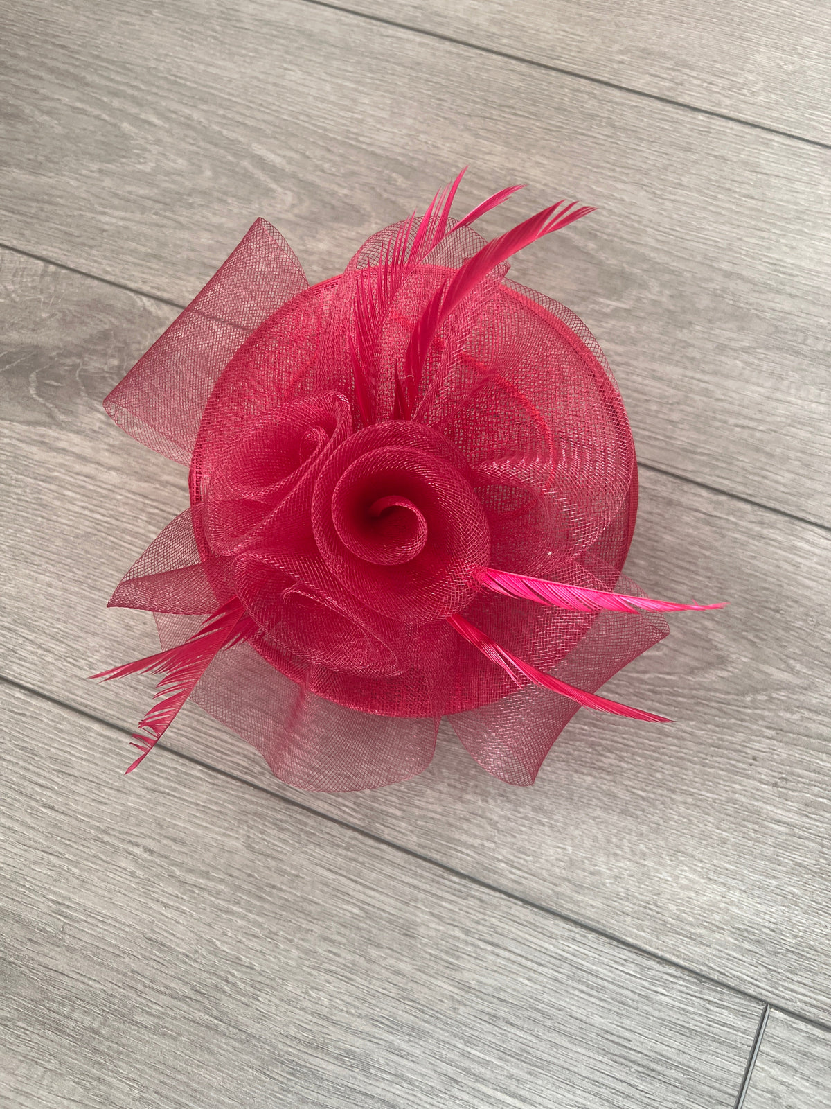 Burgundy Disc Fascinator With Floral Design &amp; Feathers-Fascinators Direct