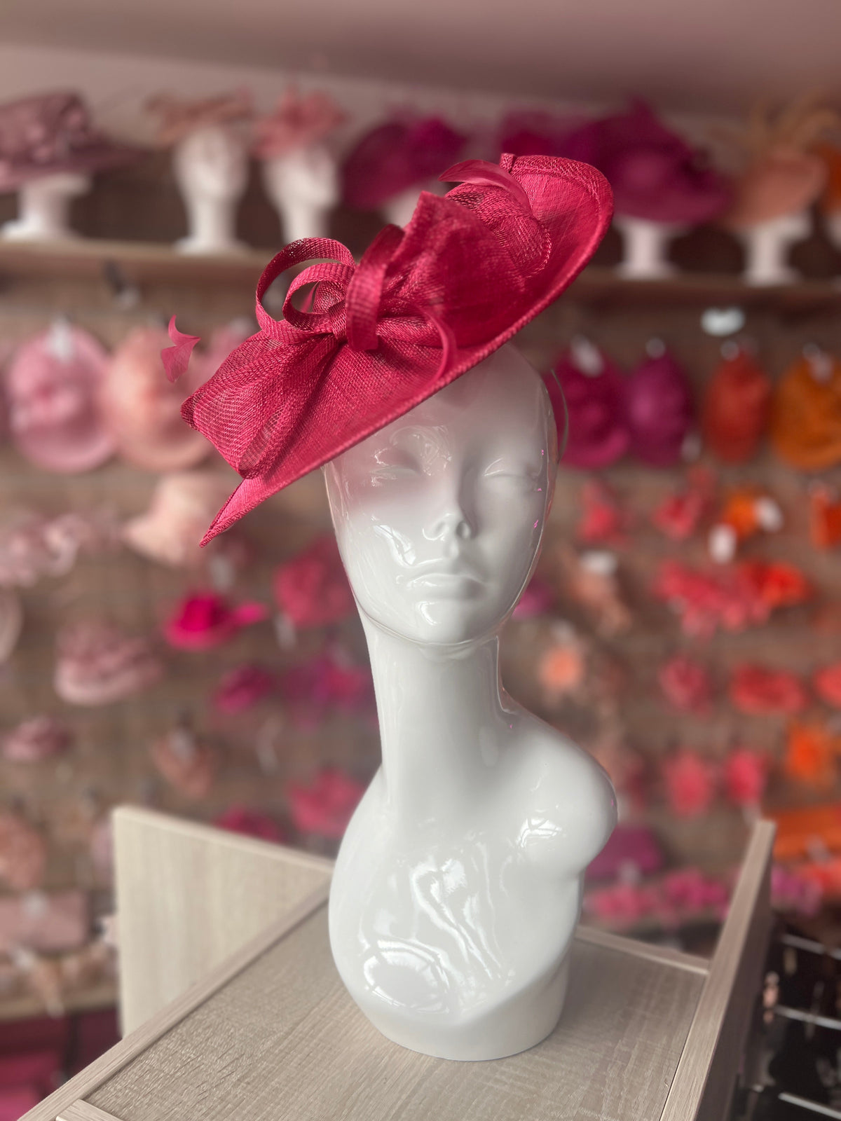 Burgundy Disc Fascinator with Decorative Bow-Fascinators Direct