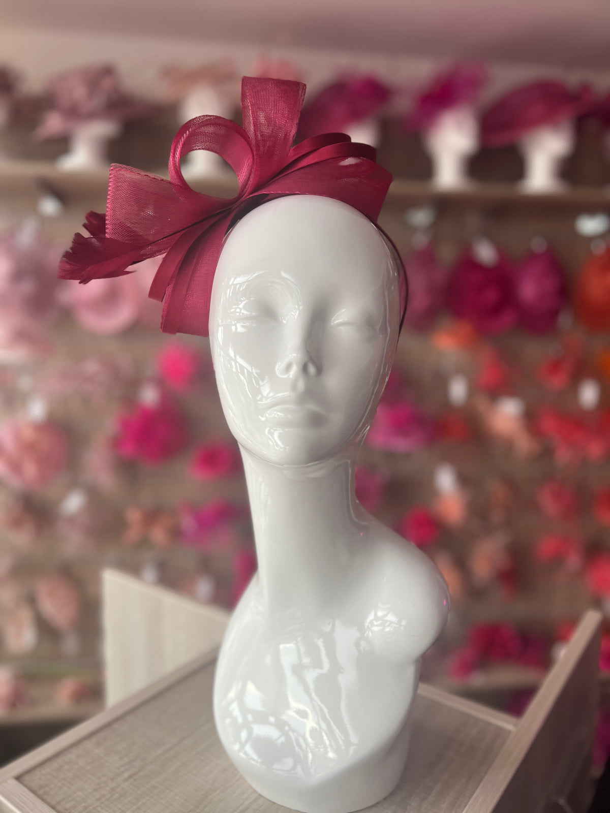 Burgundy Large Loop Crinoline &amp; Satin Headband Fascinator-Fascinators Direct