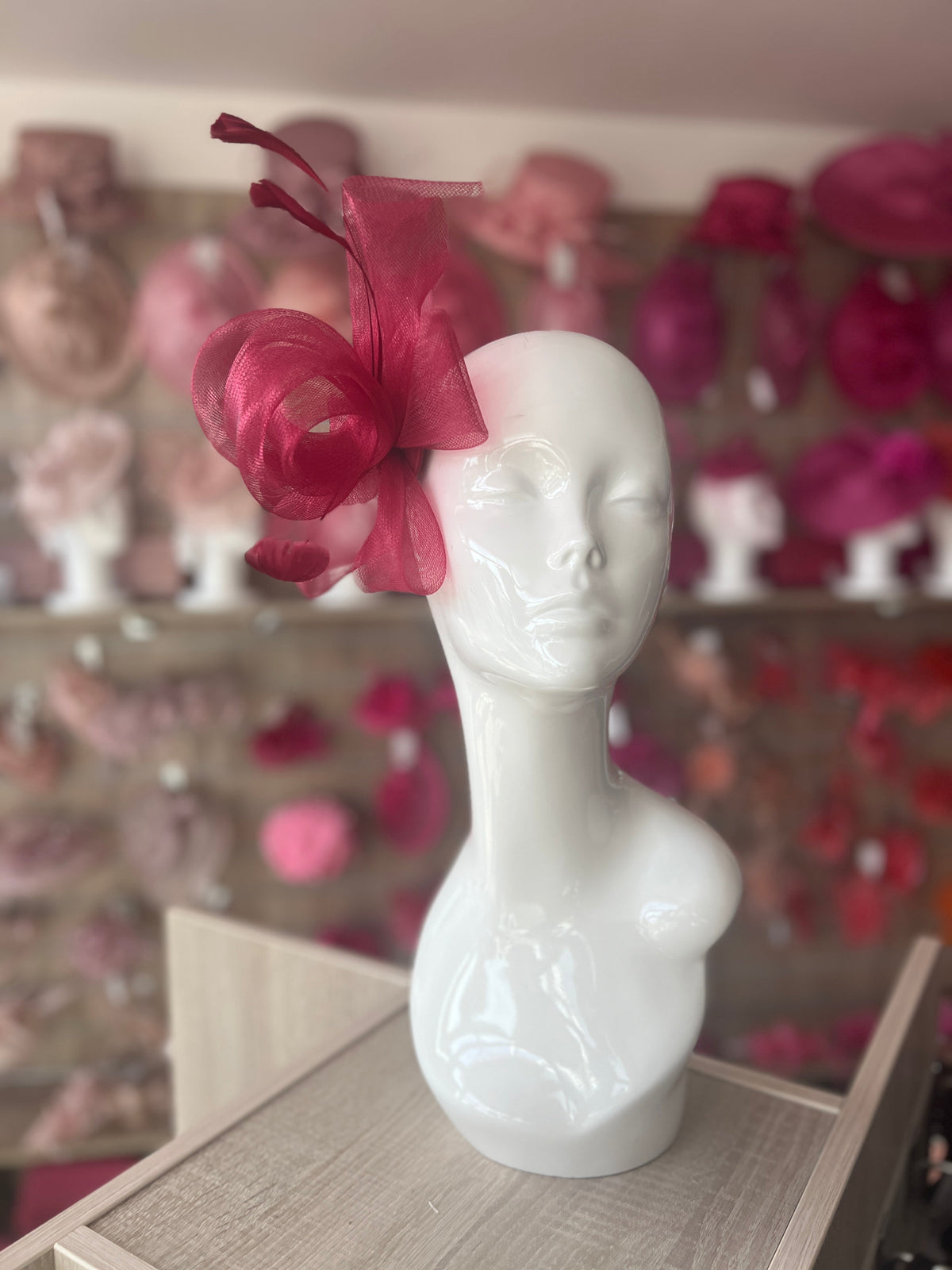 Burgundy Large Loop Fascinator With Feathers-Fascinators Direct