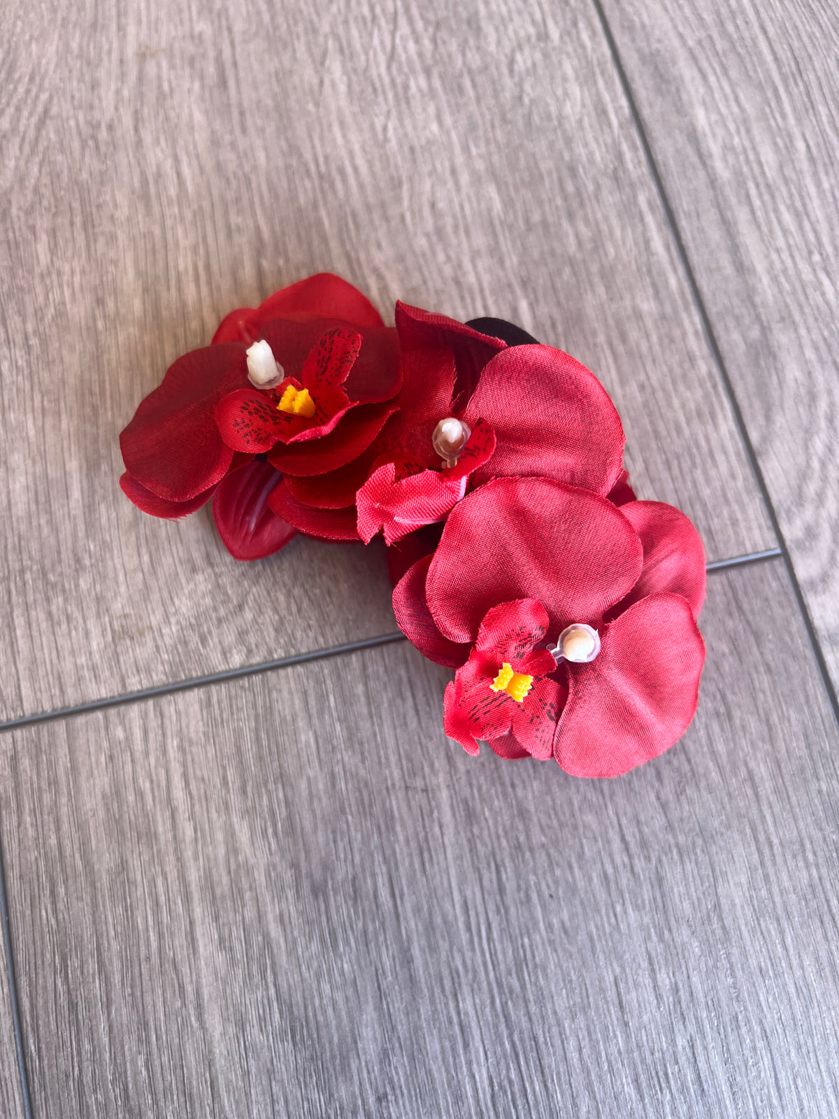 Burgundy Orchid Hair Claw-Fascinators Direct
