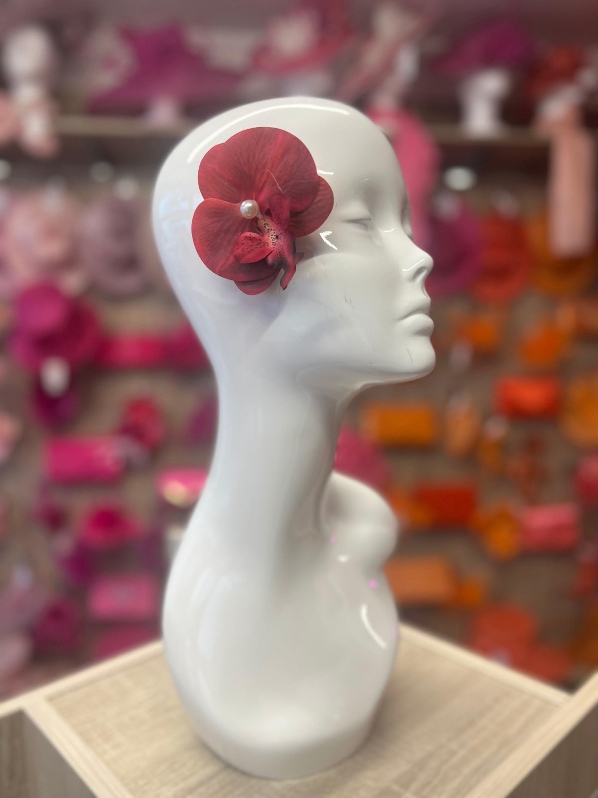 Burgundy Orchid Hair Clip-Fascinators Direct