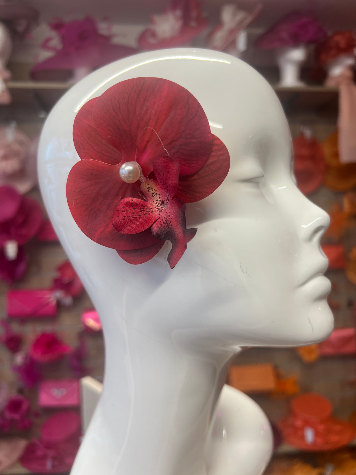 Burgundy Orchid Hair Clip-Fascinators Direct