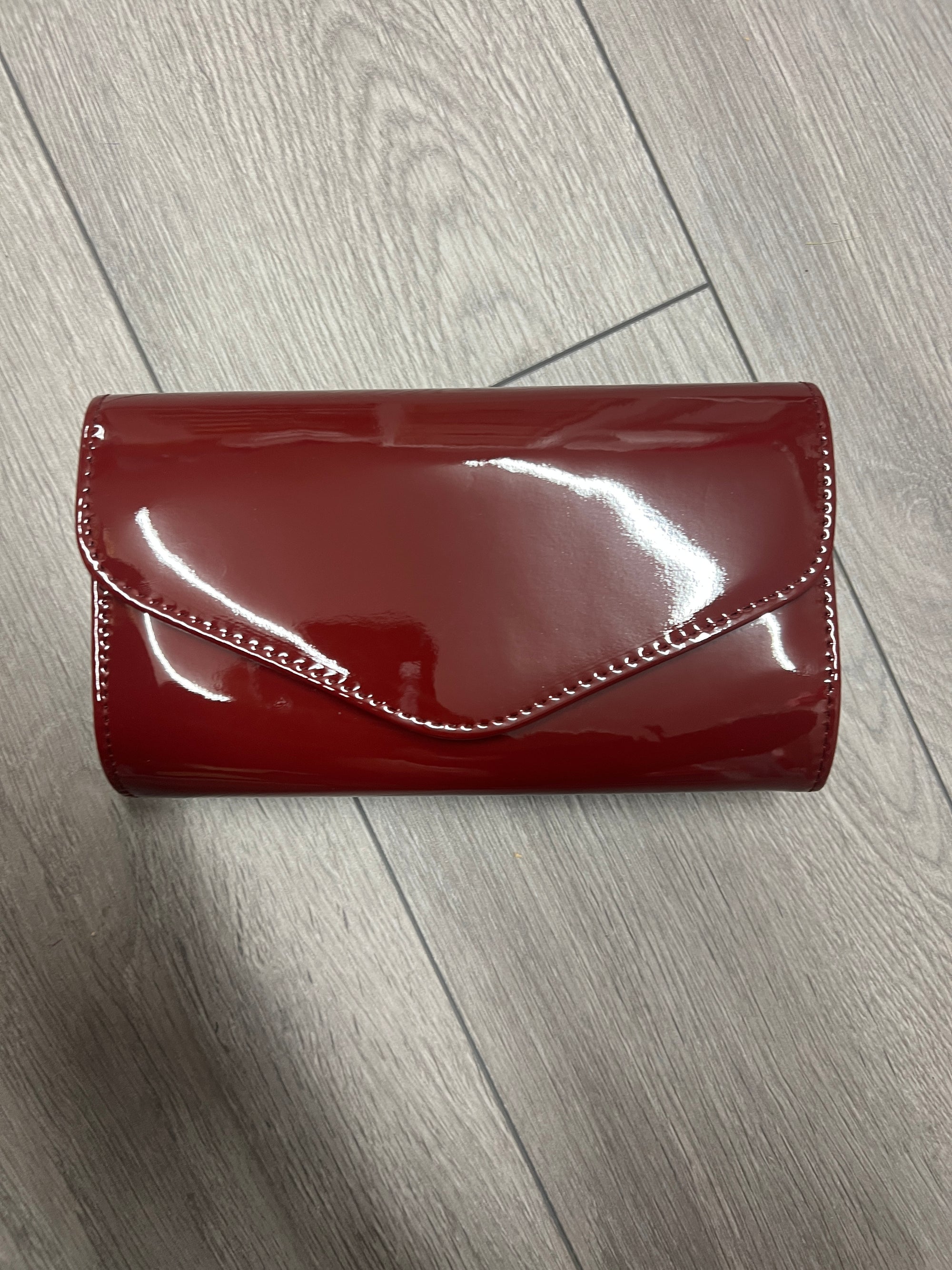 Burgundy Patent Envelope Clutch Bag-Fascinators Direct