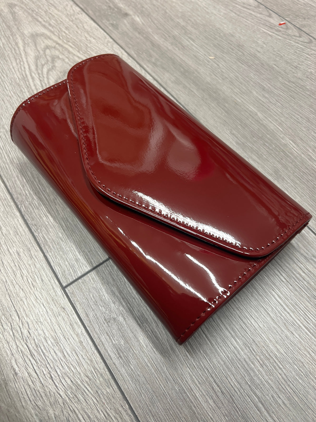 Burgundy Patent Envelope Clutch Bag-Fascinators Direct