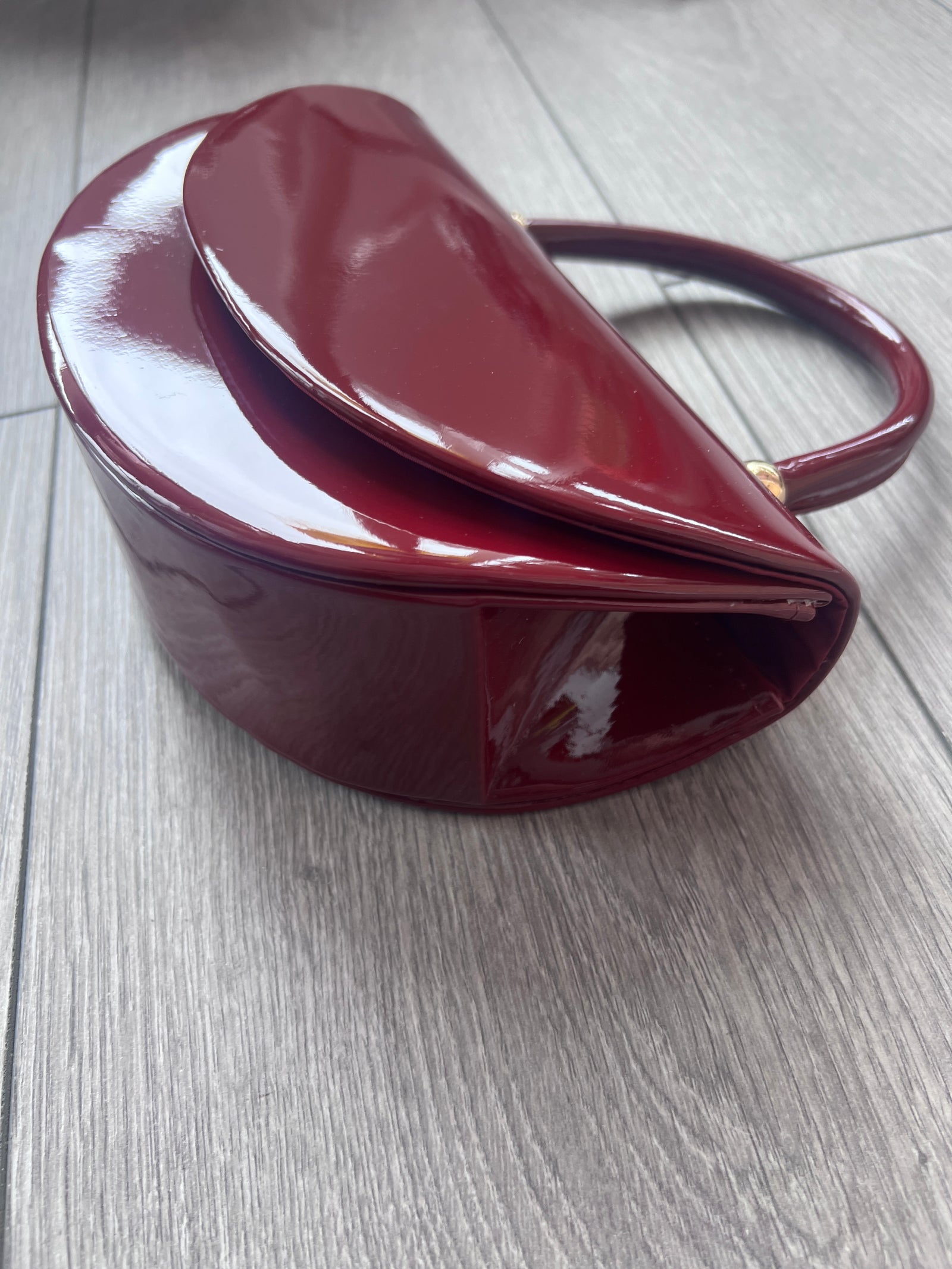 Burgundy Patent Handbag-Fascinators Direct