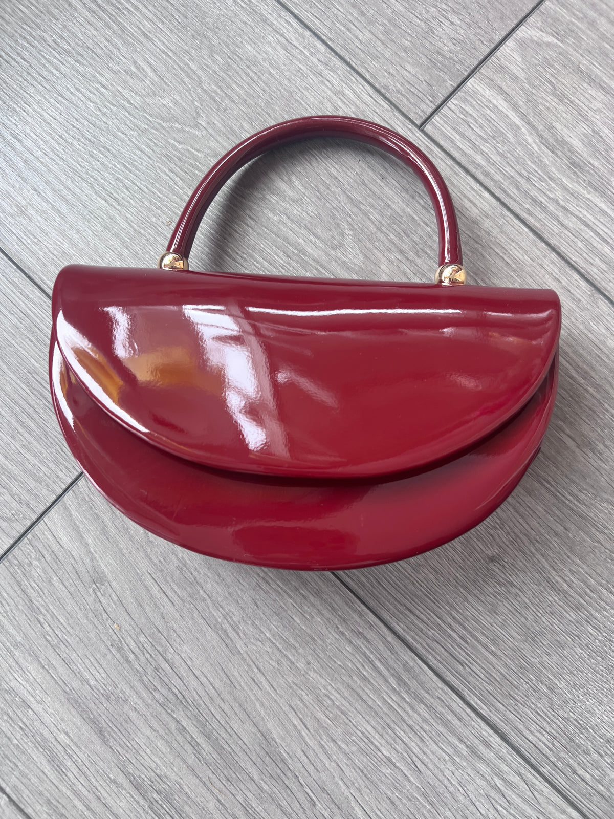 Burgundy Patent Handbag-Fascinators Direct