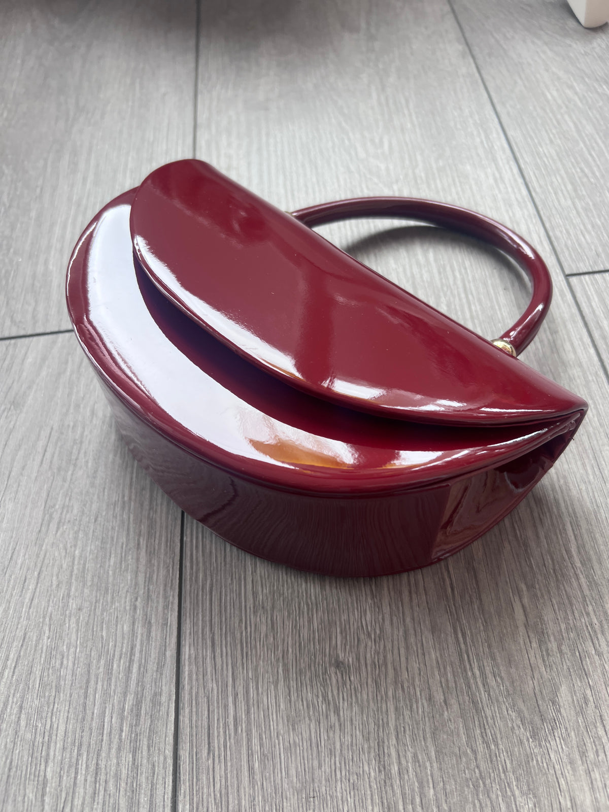 Burgundy Patent Handbag-Fascinators Direct