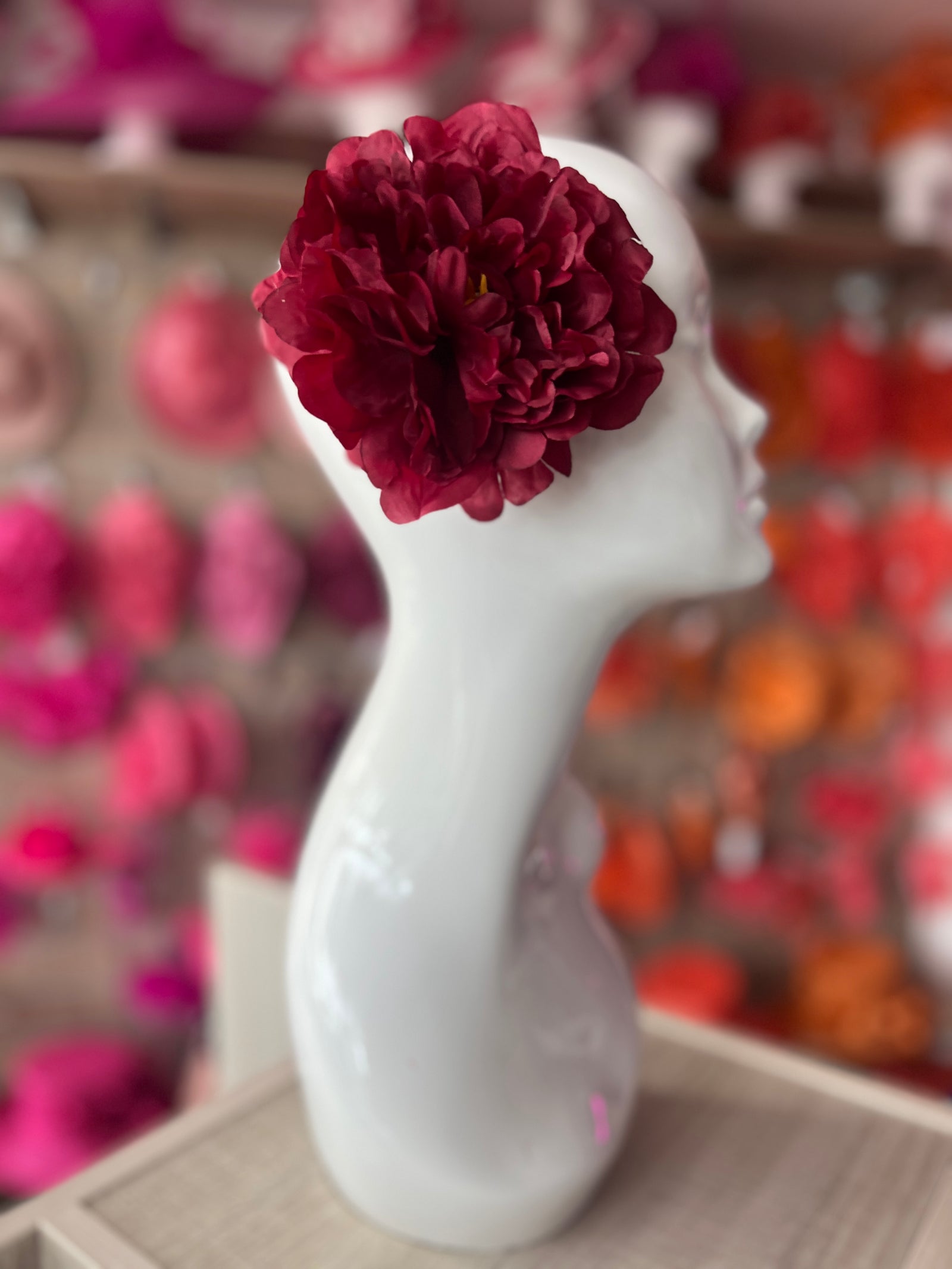 Burgundy Peony Hair flower-Fascinators Direct