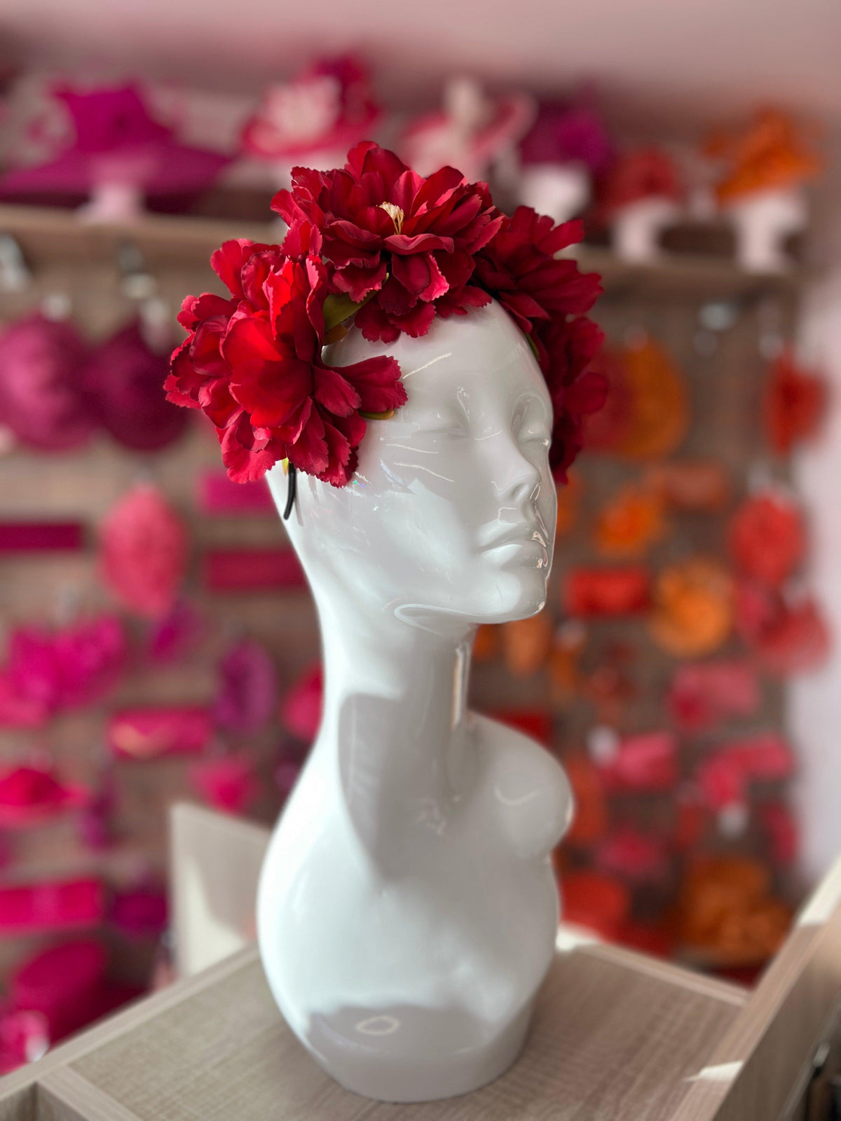 Burgundy Peony flower Crown Headband-Fascinators Direct