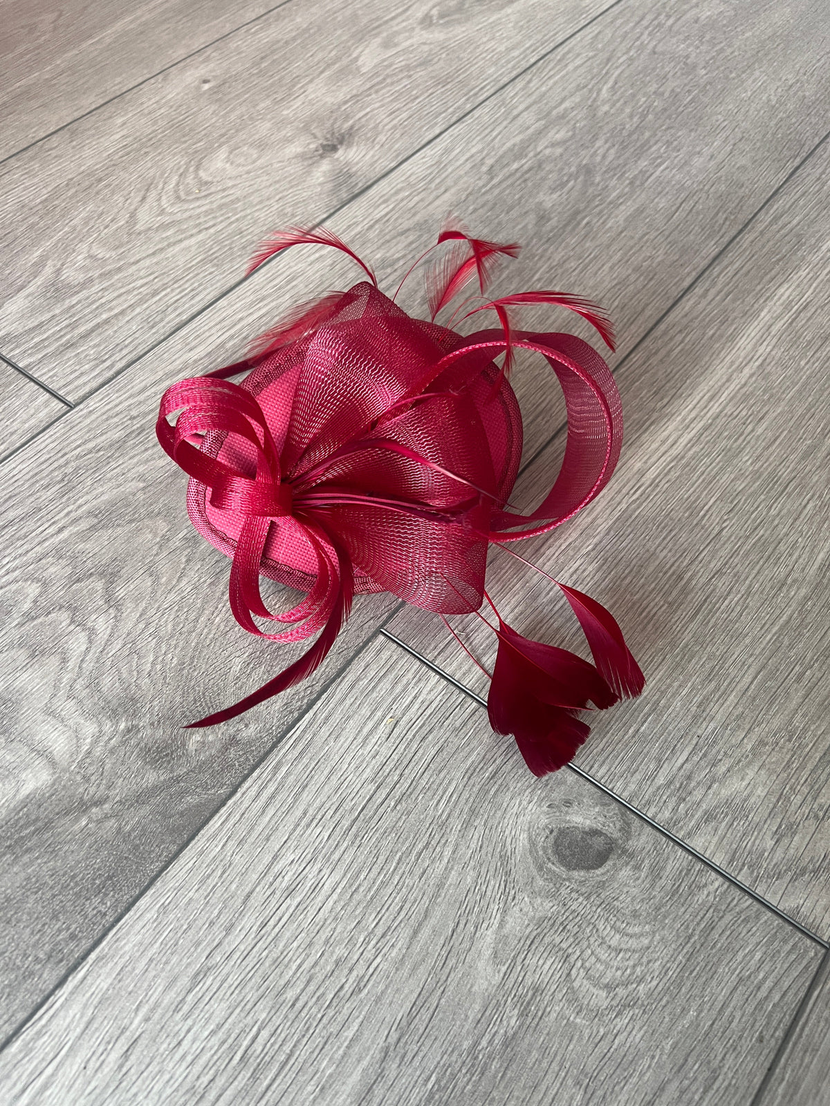 Burgundy Red Fascinator Headband with Looped Crin &amp; Feathers-Fascinators Direct