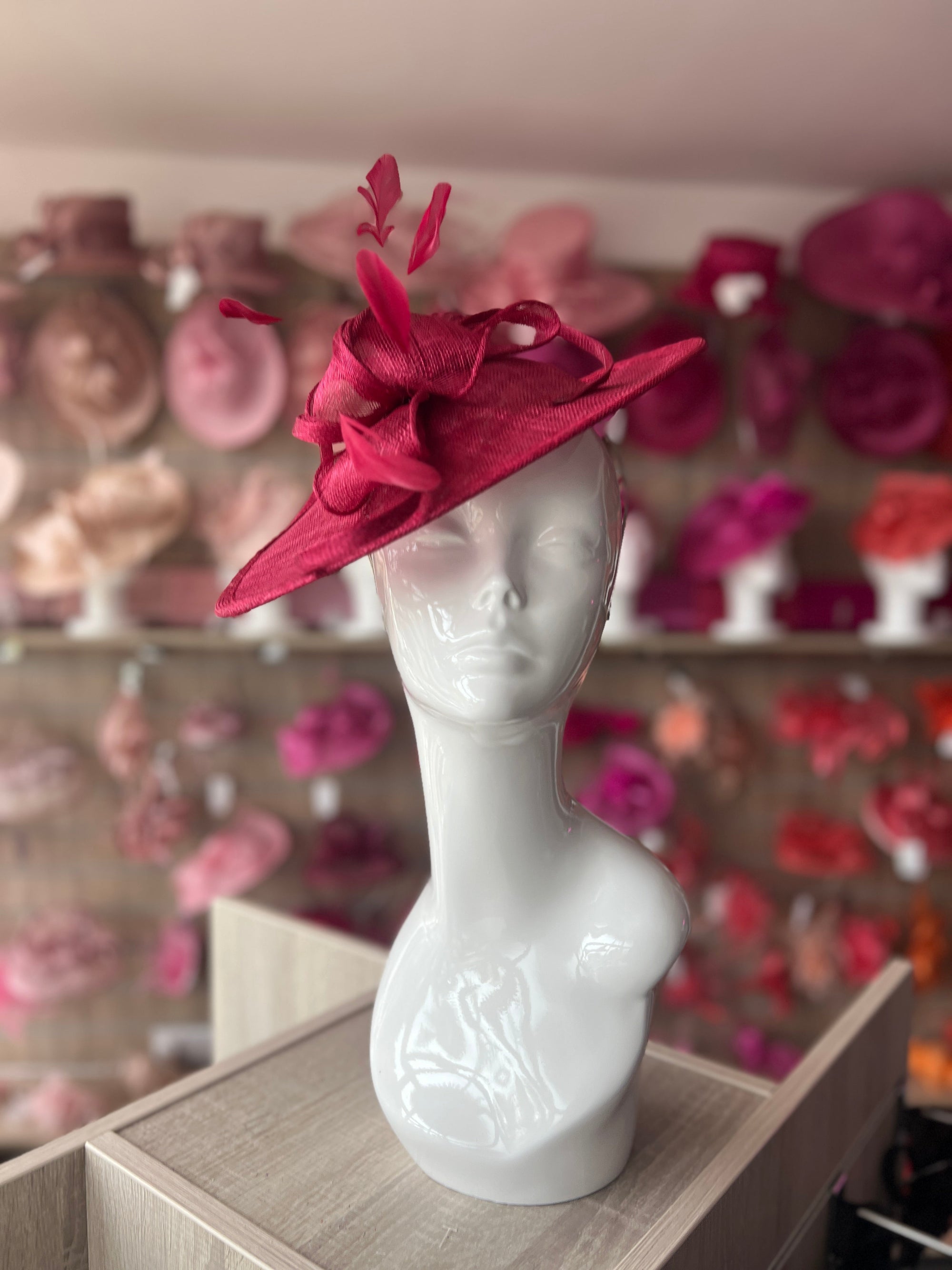 Burgundy Teardrop Disc Fascinator-Fascinators Direct