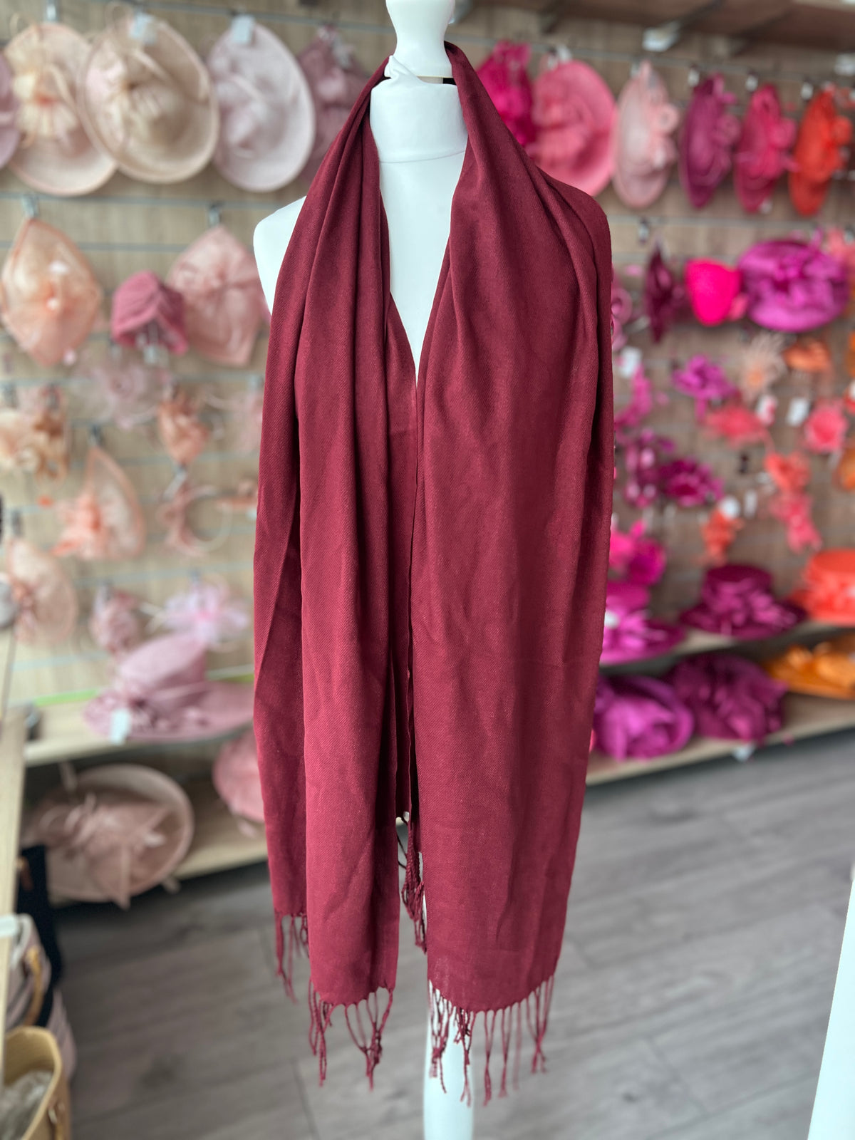 Burgundy Wedding Pashmina Scarf-Fascinators Direct