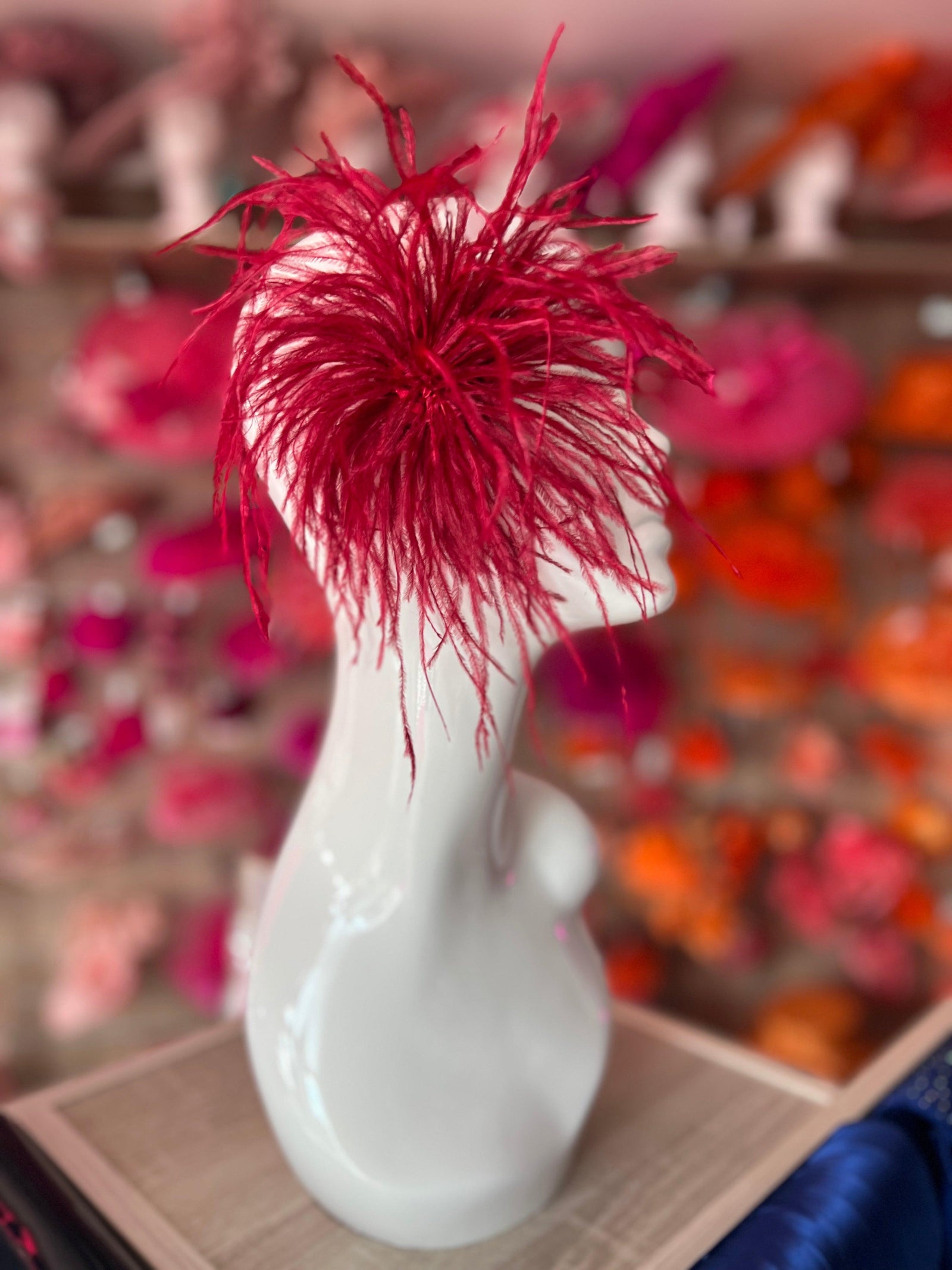 Burgundy Wispy Feather Fascinator Hair Clip-Fascinators Direct
