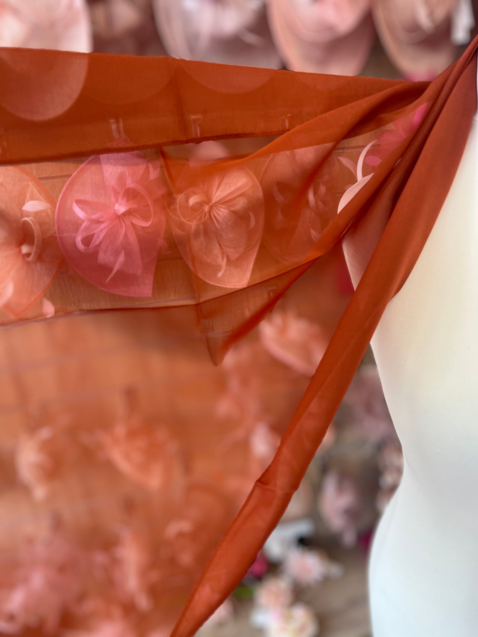 Burnt Orange Chiffon Scarf-Fascinators Direct