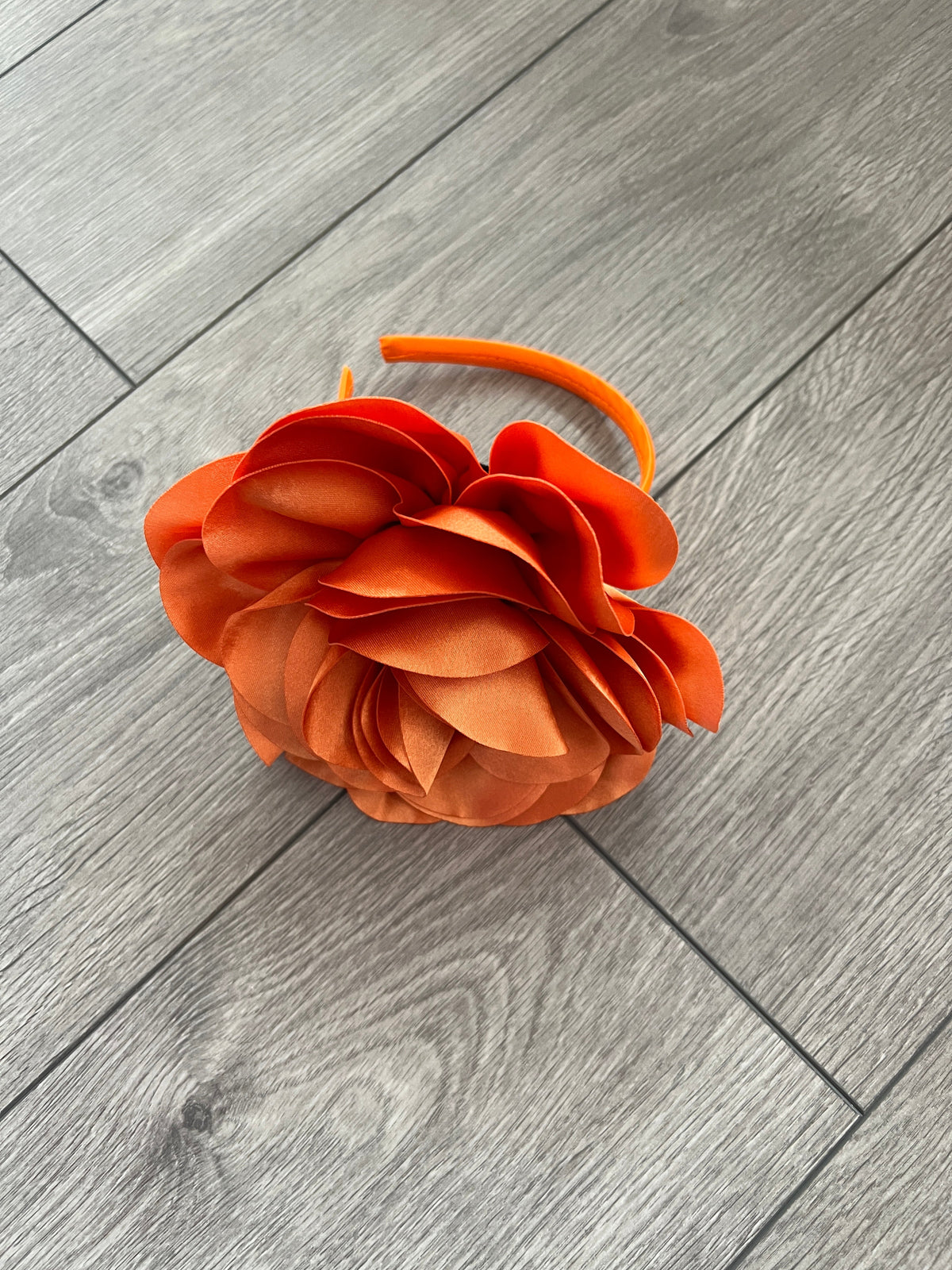 Burnt Orange Large Satin Rose Flower Fascinator-Fascinators Direct