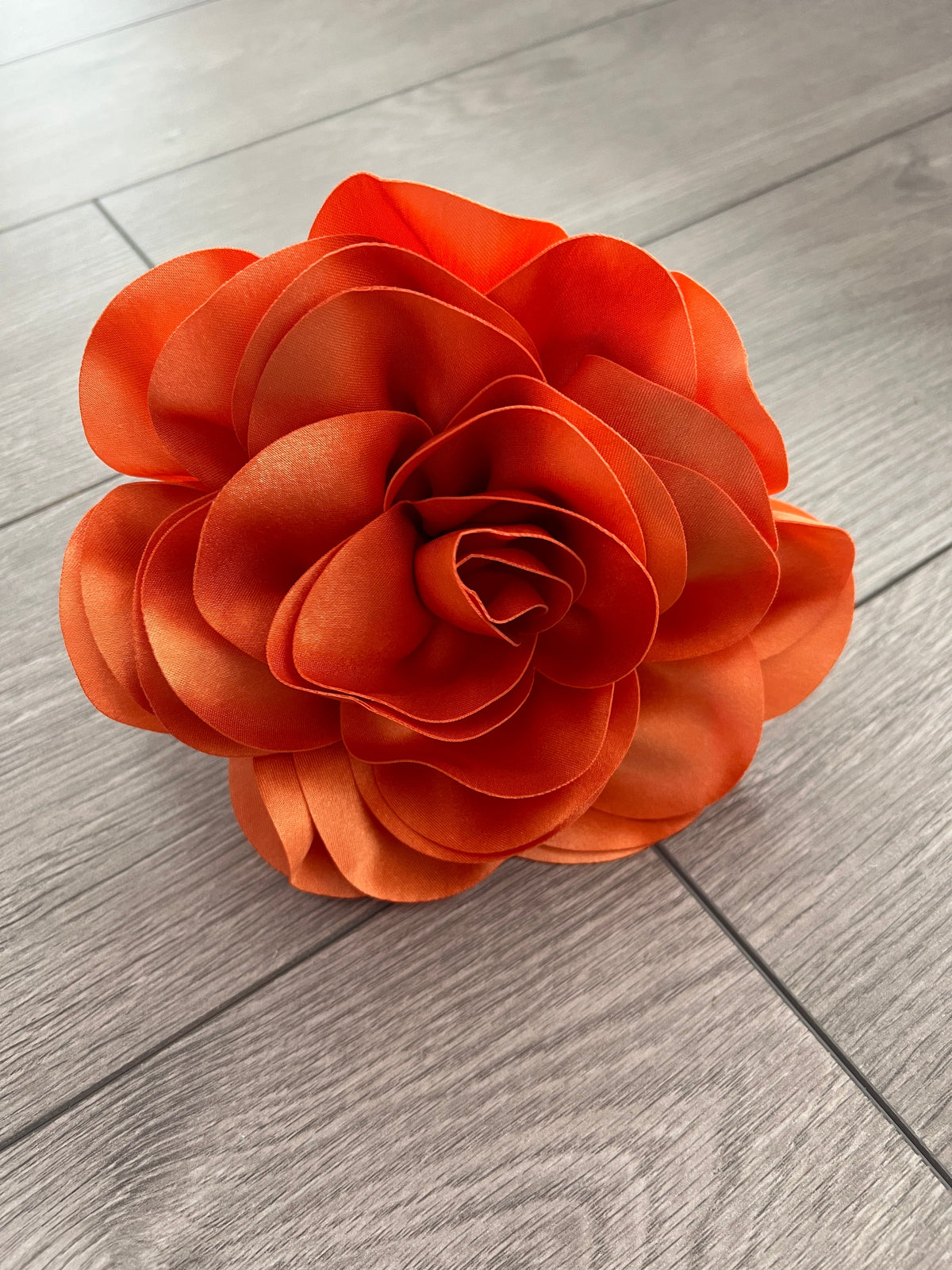 Burnt Orange Large Satin Rose Flower Fascinator-Fascinators Direct
