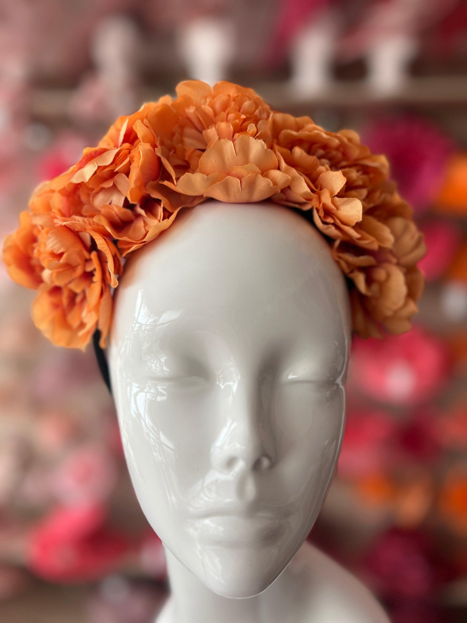 Burnt Orange Peony flower Crown Headband-Fascinators Direct