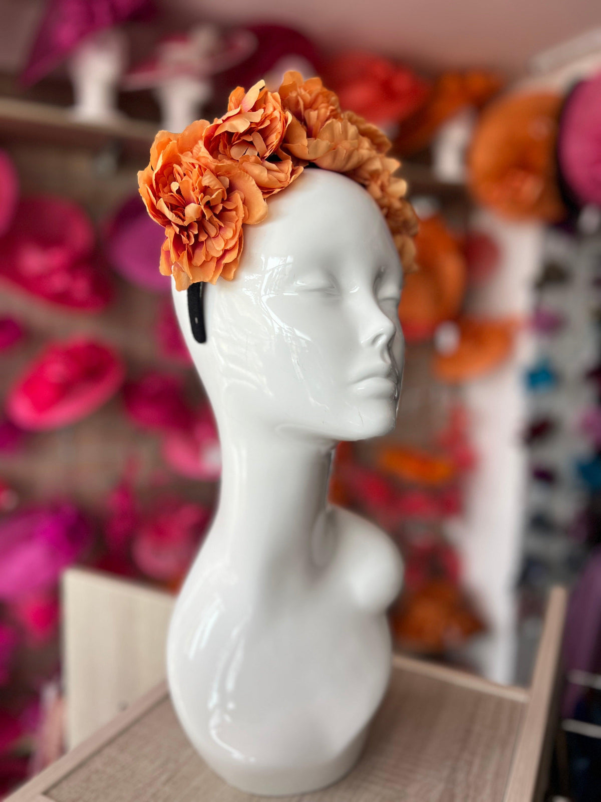 Burnt Orange Peony flower Crown Headband-Fascinators Direct