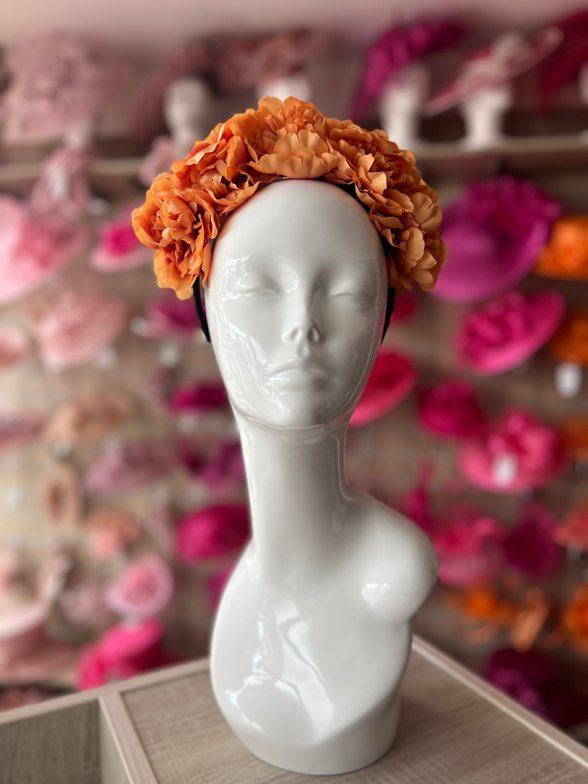 Burnt Orange Peony flower Crown Headband-Fascinators Direct