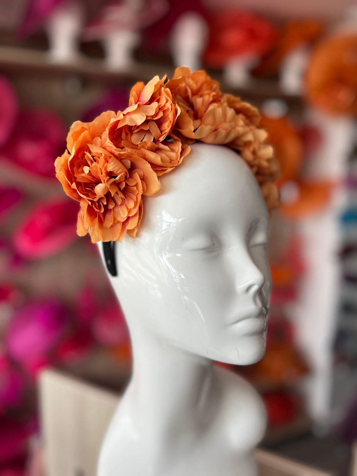 Burnt Orange Peony flower Crown Headband-Fascinators Direct