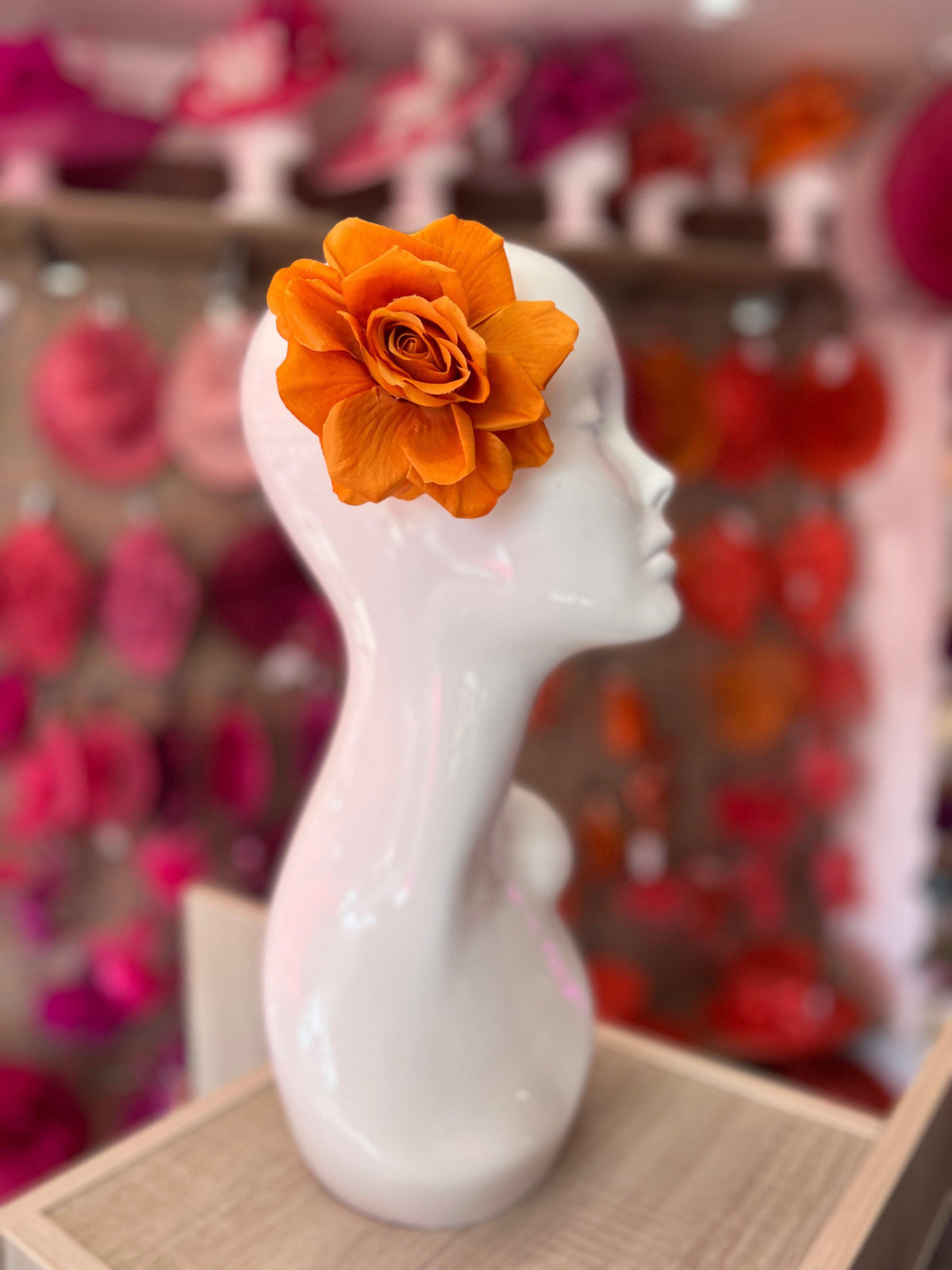 Burnt Orange Rose Hair Clip-Fascinators Direct