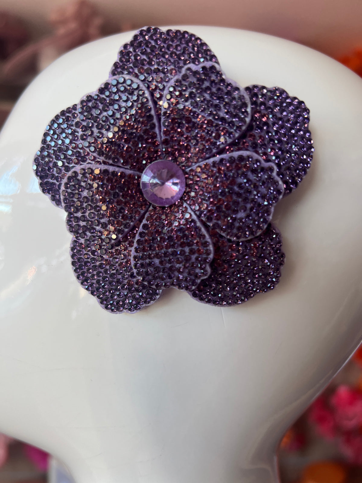 Purple Diamanté Small Flower Hair Clip