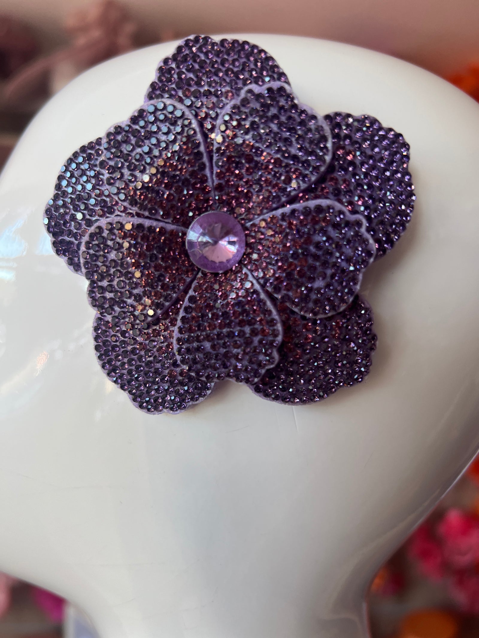 Purple Diamanté Small Flower Hair Clip