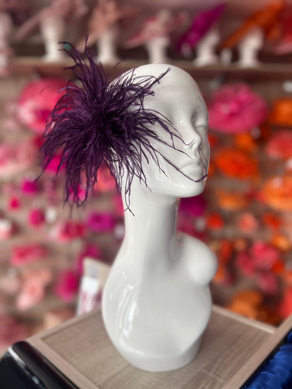 Blackcurrant Wispy Feather  Fascinator Hair Clip