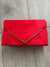 Luxury Red Velvet Envelope Clutch Bag With Gold Trim