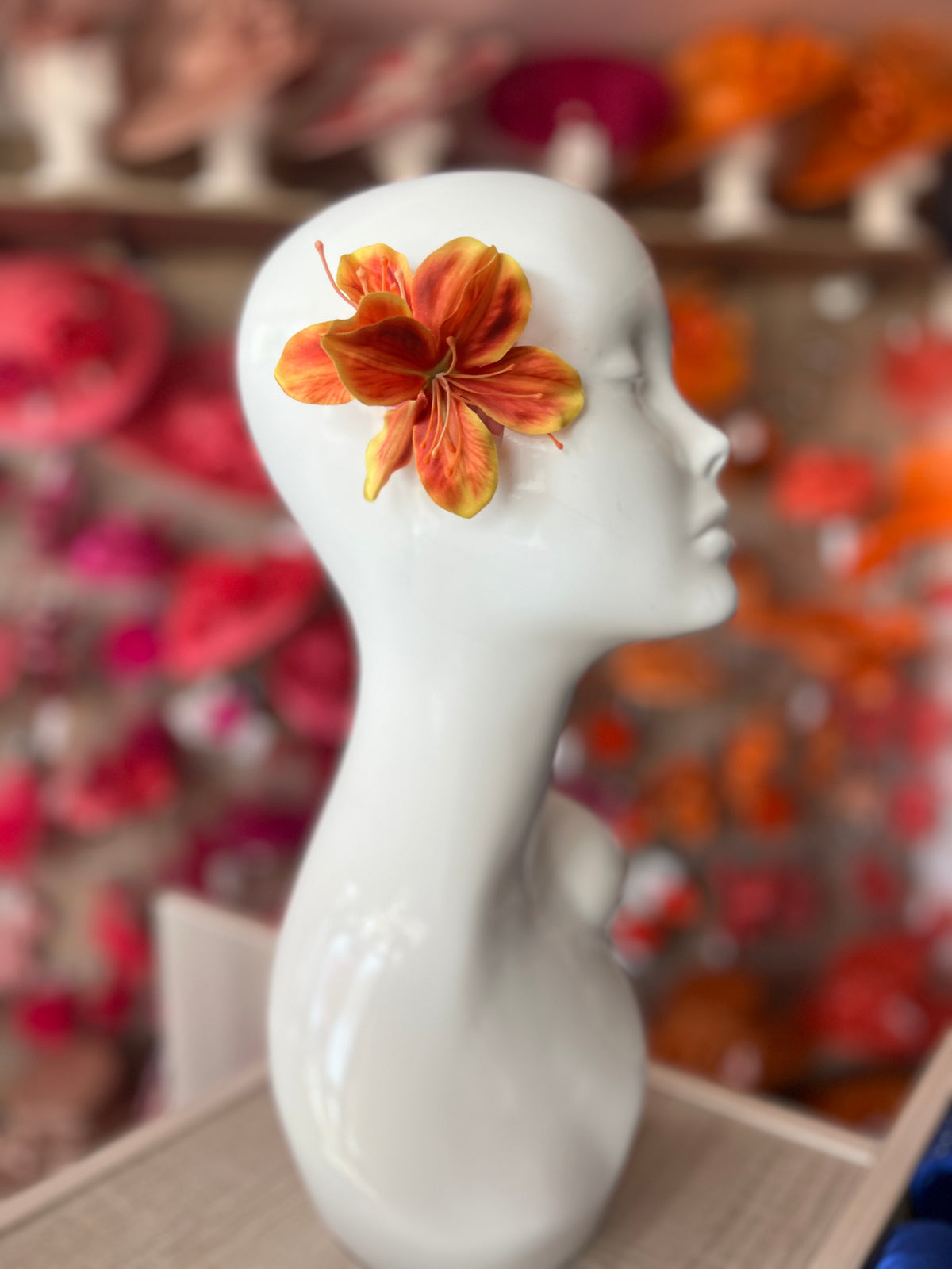 Small Burnt Orange Lily Hair Flower Clip