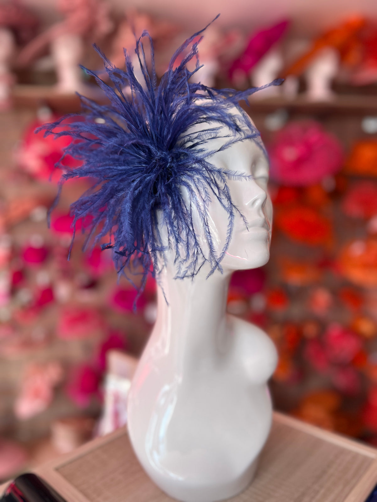 Blue Wispy Feather  Fascinator Hair Clip
