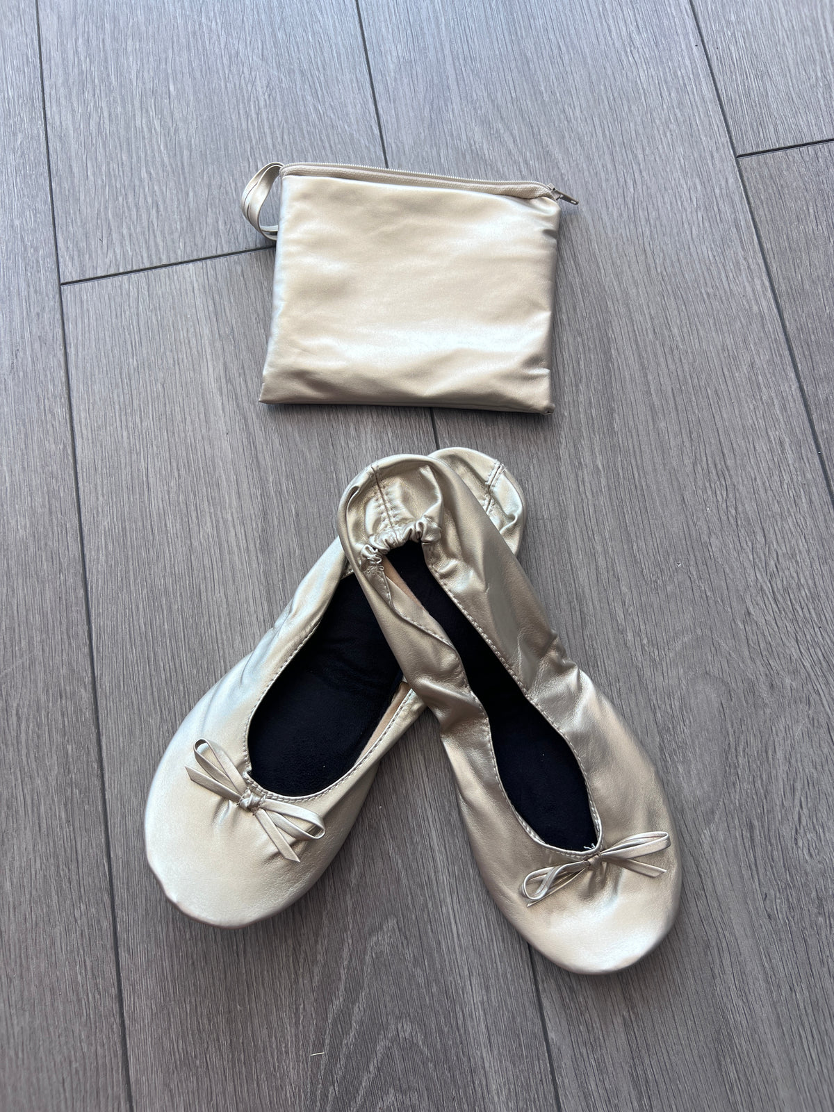 Gold Foldable Ballet Pumps Size 6-7