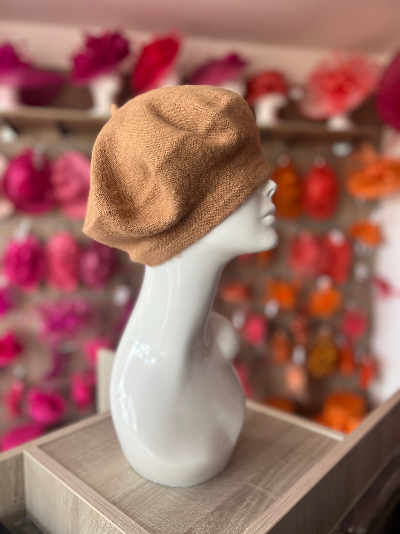Camel Beret Hat-Fascinators Direct