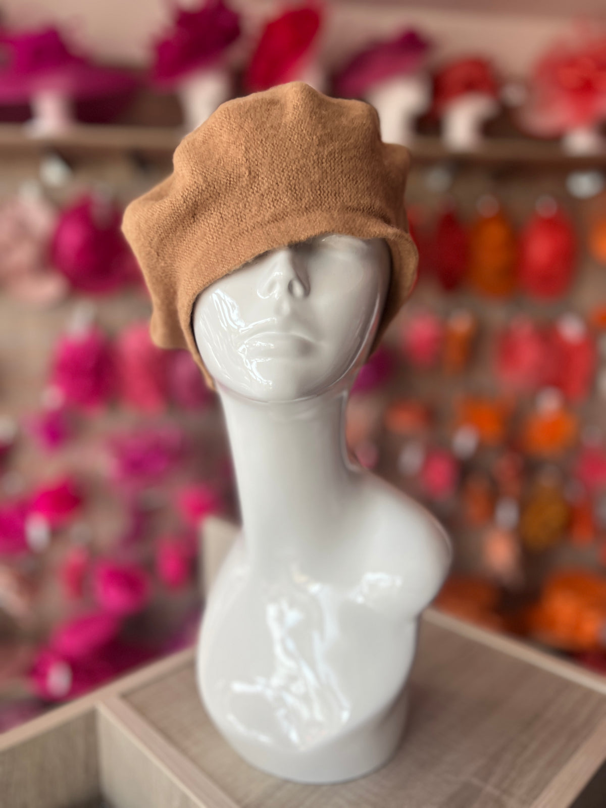 Camel Beret Hat-Fascinators Direct