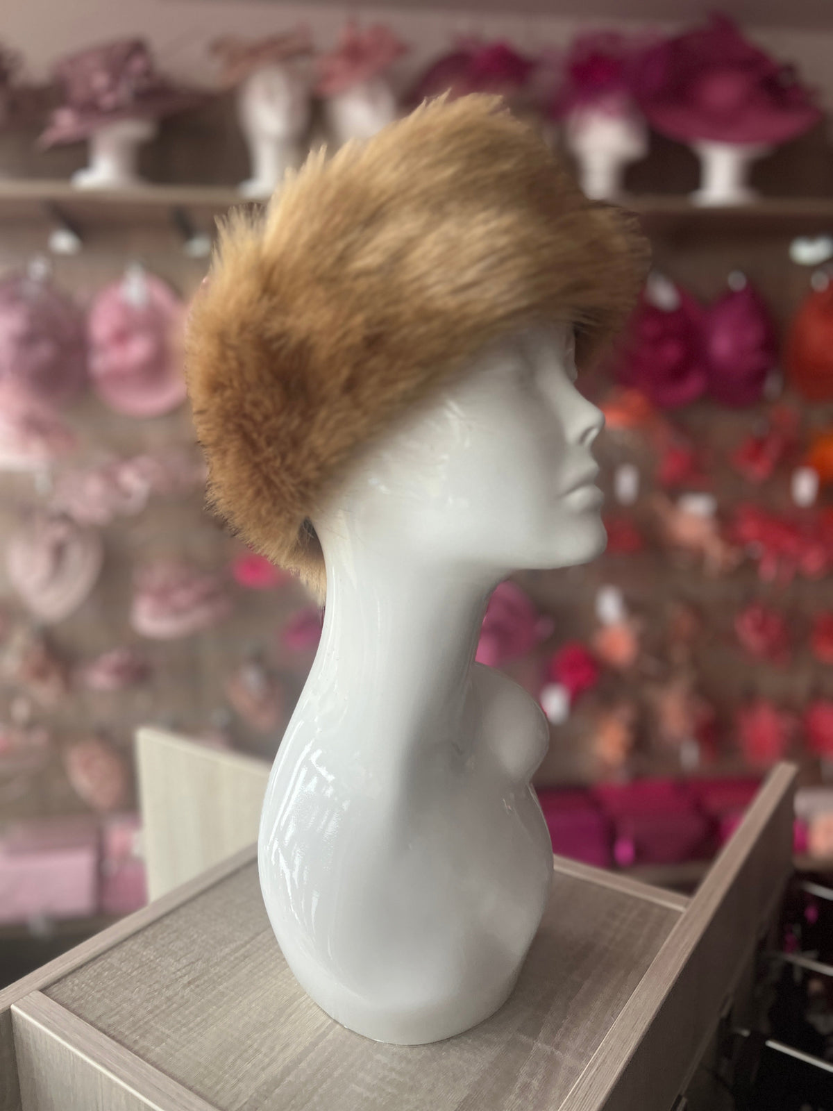 Camel Luxury Fur Headband-Fascinators Direct