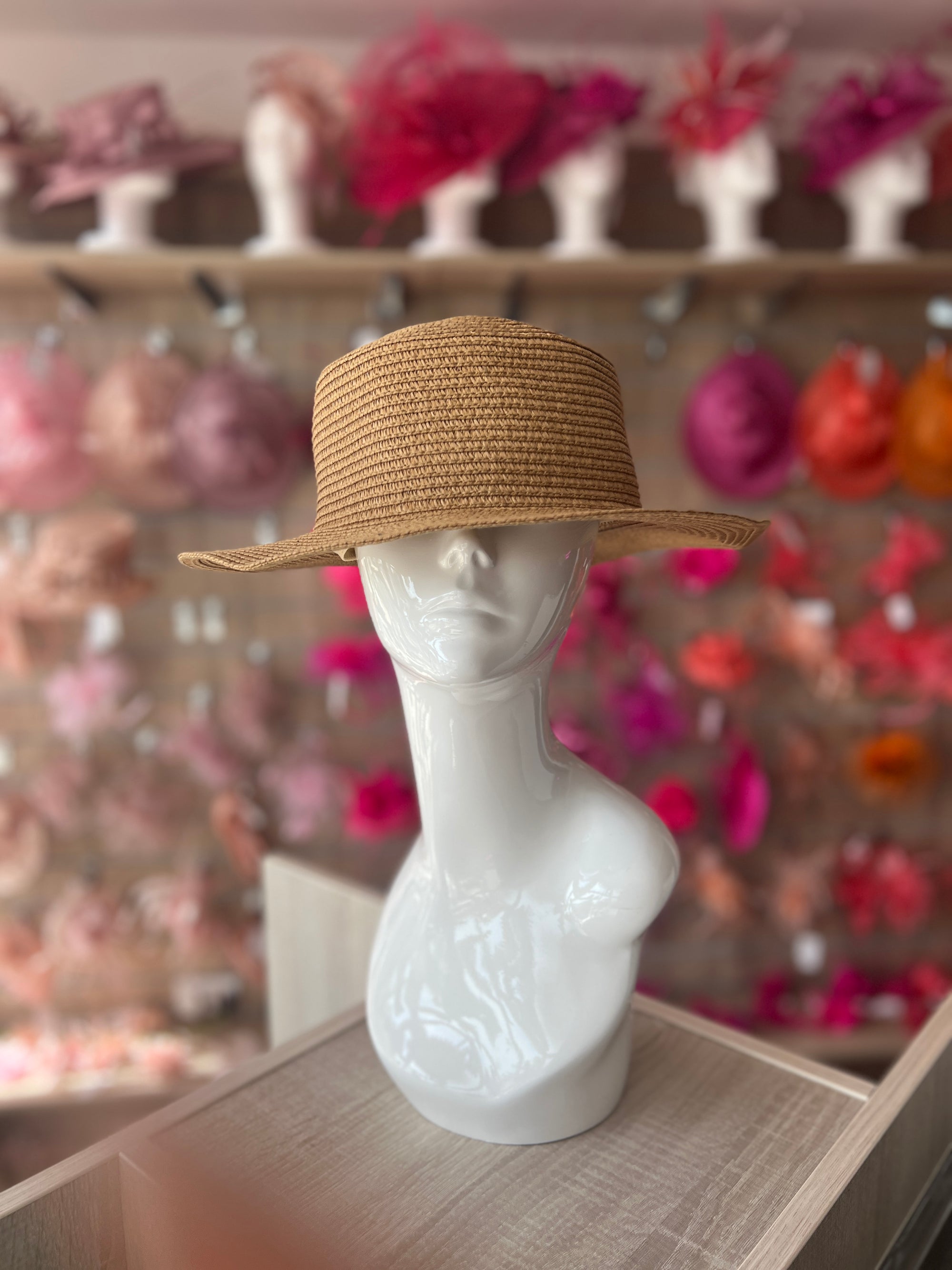 Camel Straw Hat-Fascinators Direct