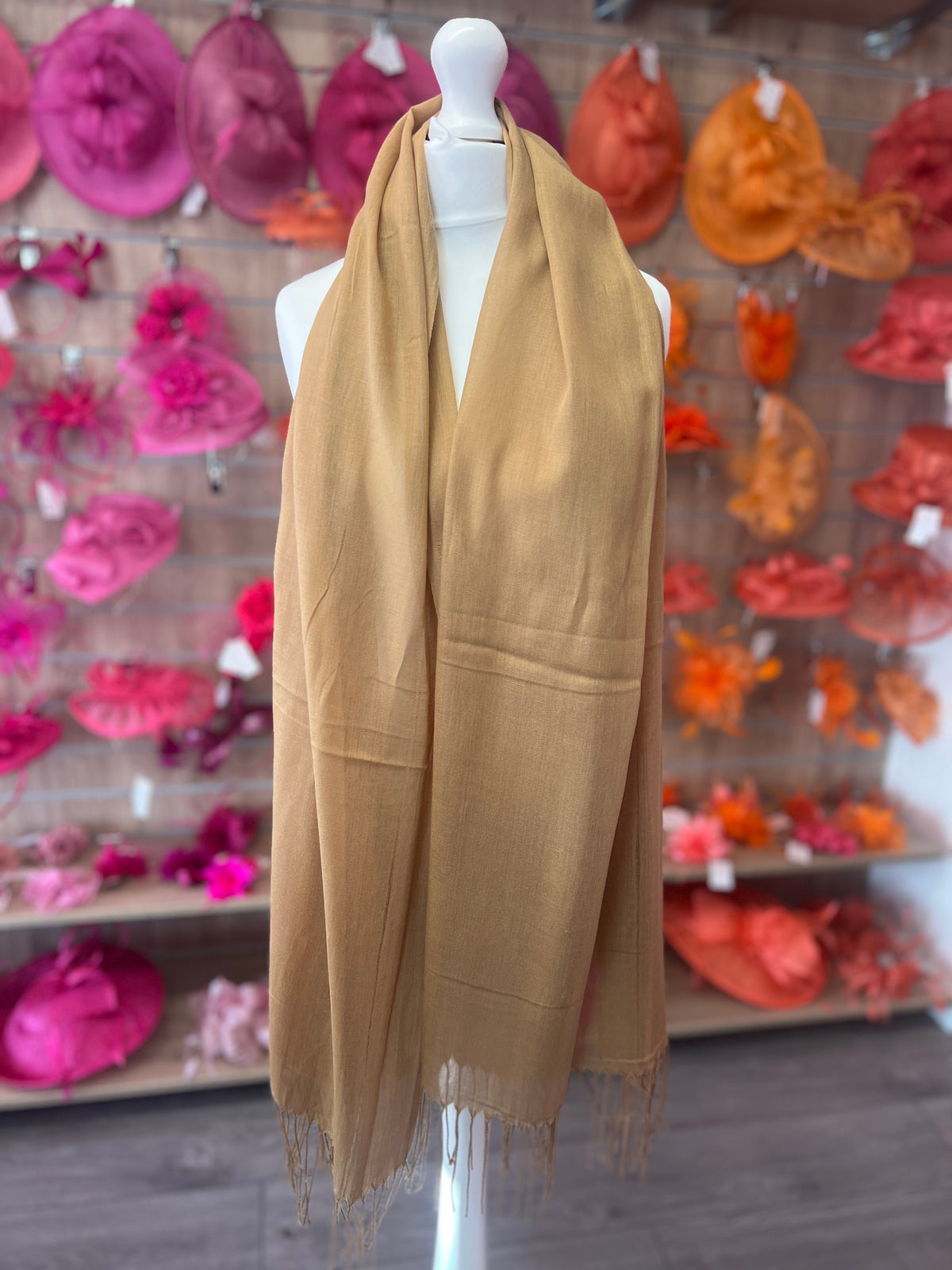 Camel Wedding Pashmina Scarf-Fascinators Direct