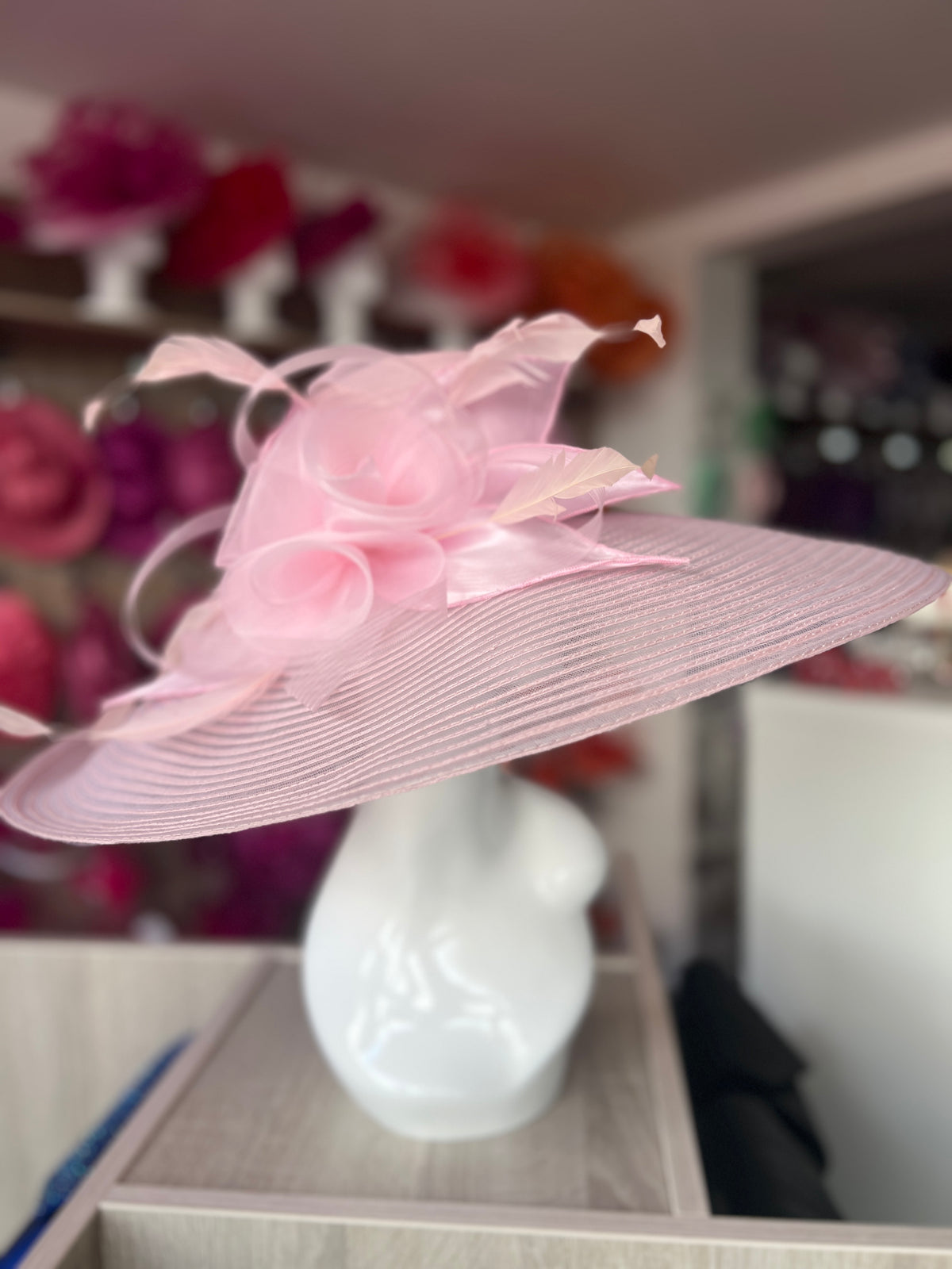 Candy Pink Crinoline Wide Brim Hat-Fascinators Direct