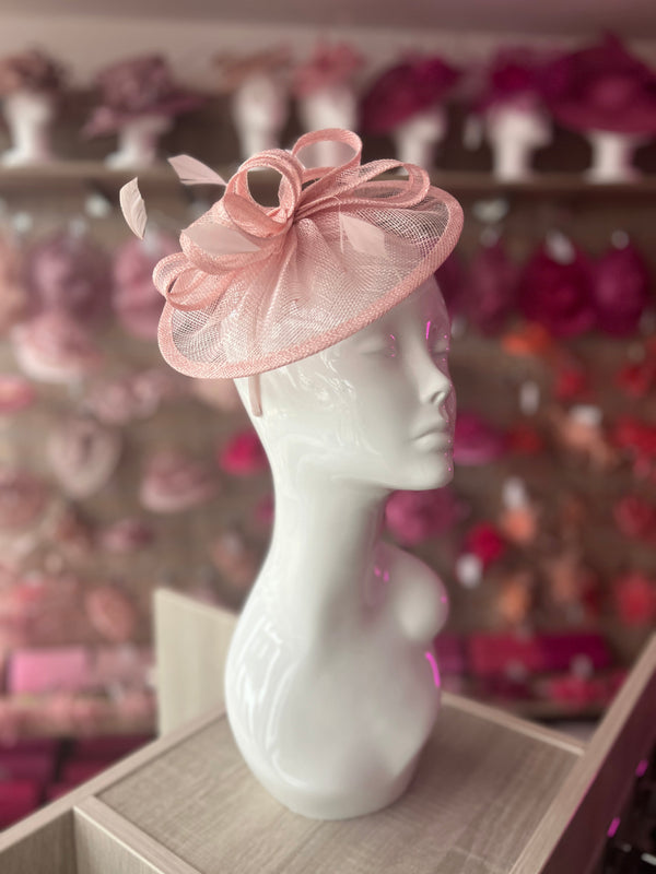 Candy Pink Curved Disc Fascinator display picture 1