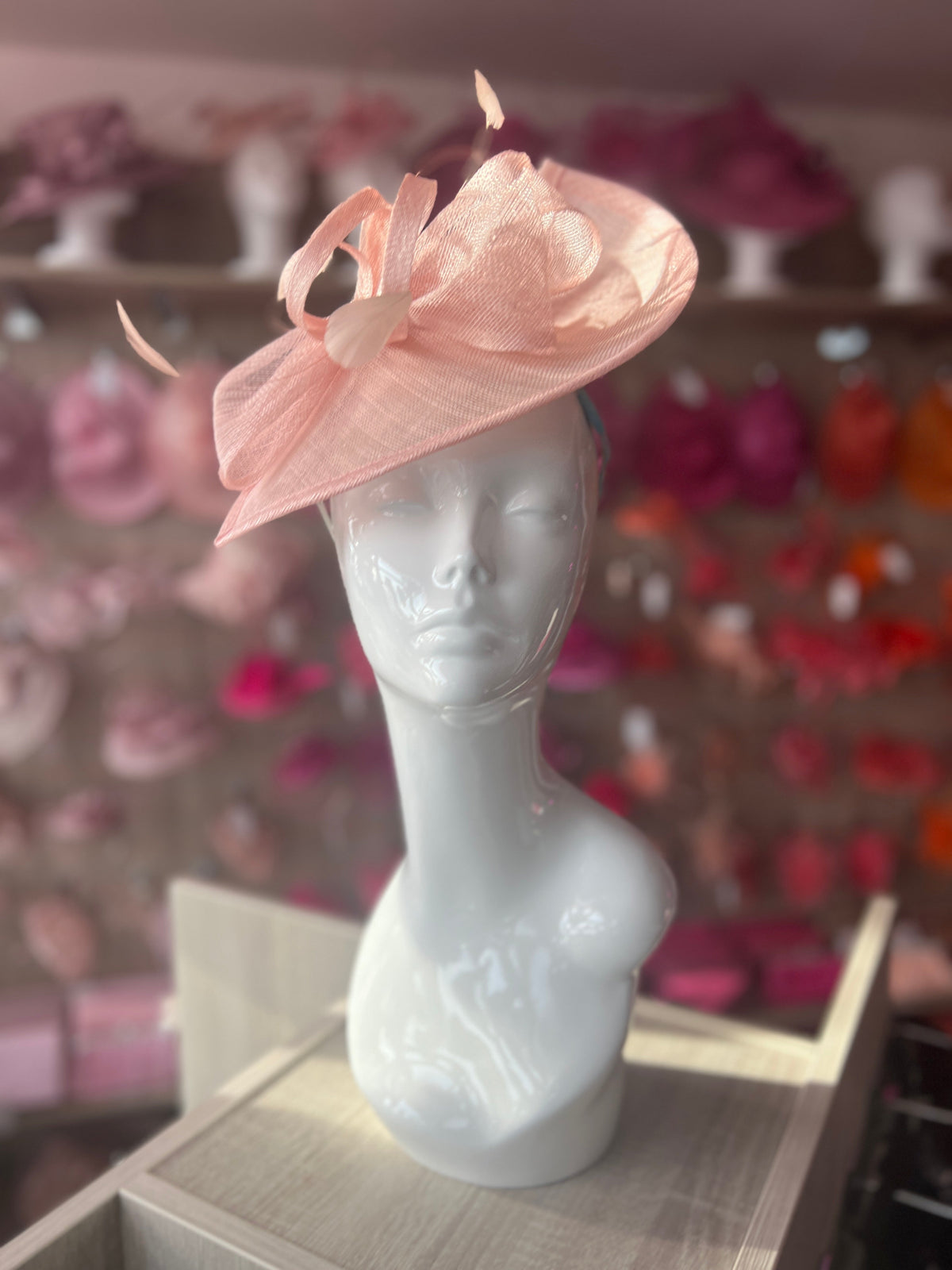 Candy Pink Disc Fascinator with Decorative Bow-Fascinators Direct